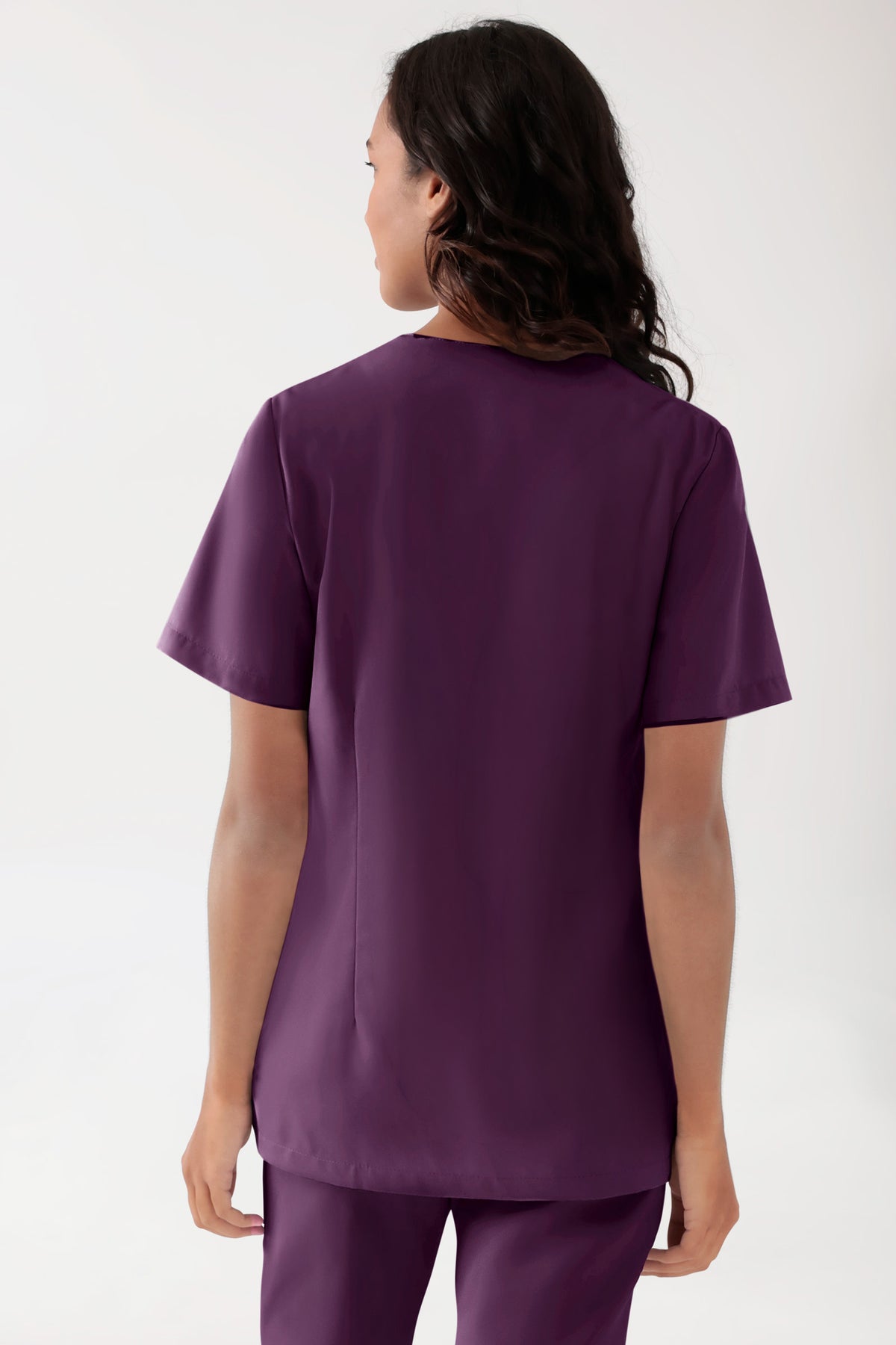 TENCEL™ Schlupfkasack Damen - V-Ausschnitt black berry, Rückansicht