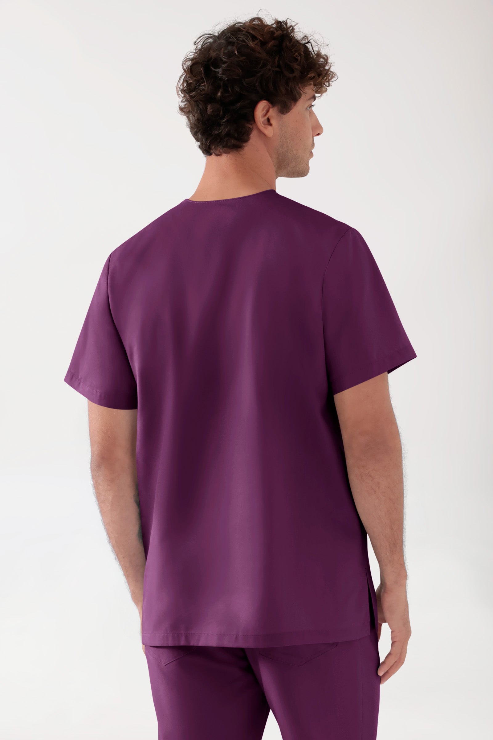 TENCEL™ Schlupfkasack Herren - V-Ausschnitt black berry, Rückansicht