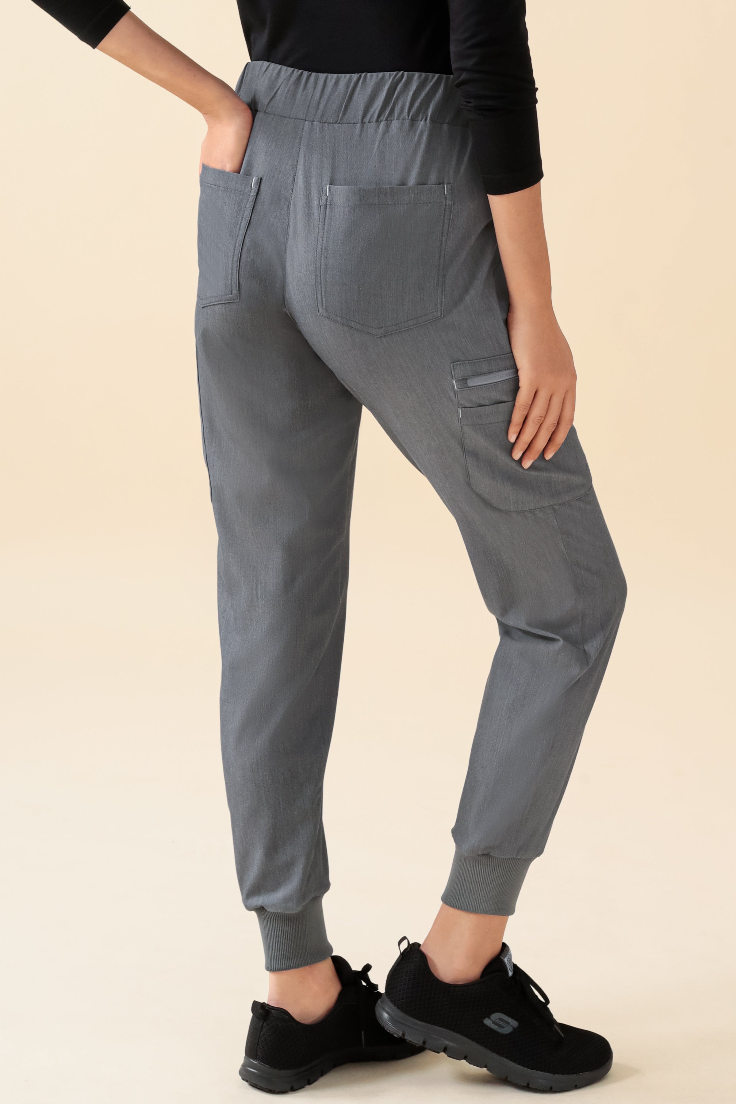 KAERE Hose Damen - Saumbündchen mit Beintaschen grau melange