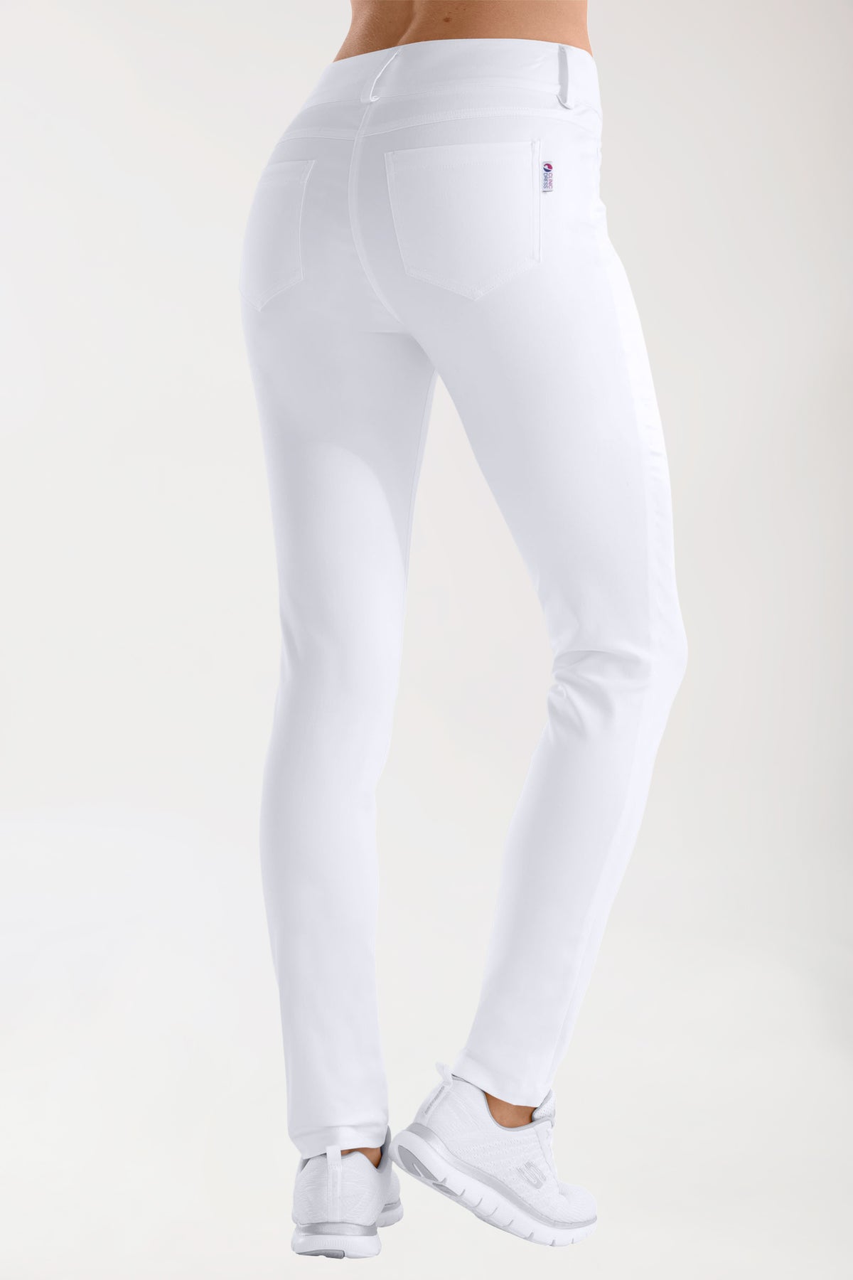 Comfort Stretch Hose Damen - 5-Pocket mit breitem Bund weiß