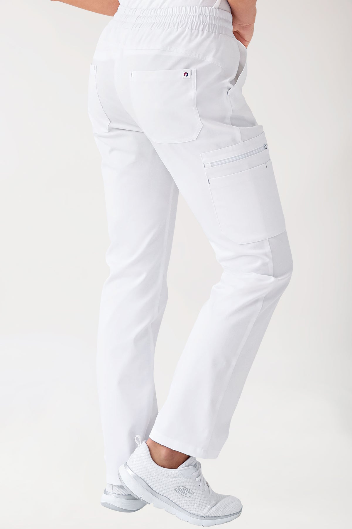 CLINIC STRETCH Hose Damen - gerader Saum Kurzgr. weiß/grau
