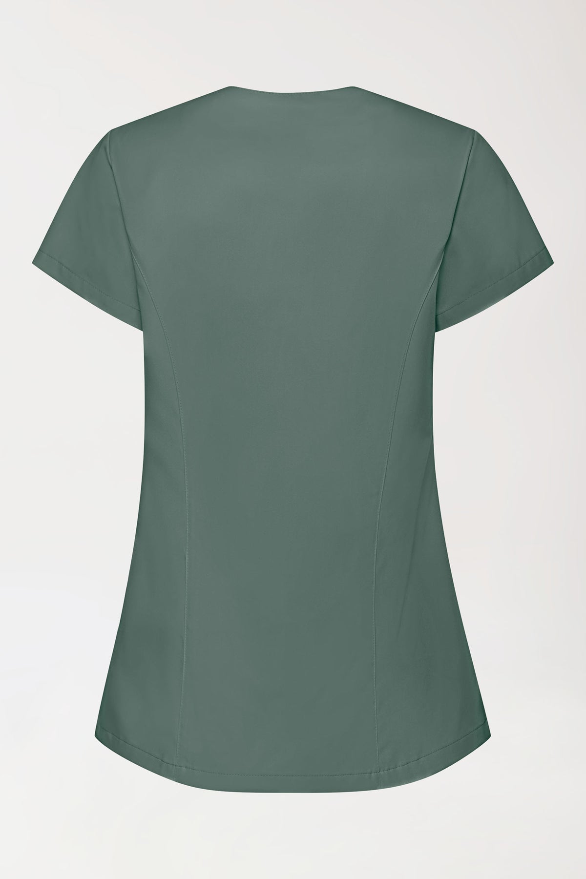 GREEN Stretch Kasack Damen - asymmetrische Druckknopfleiste dunkelgrün