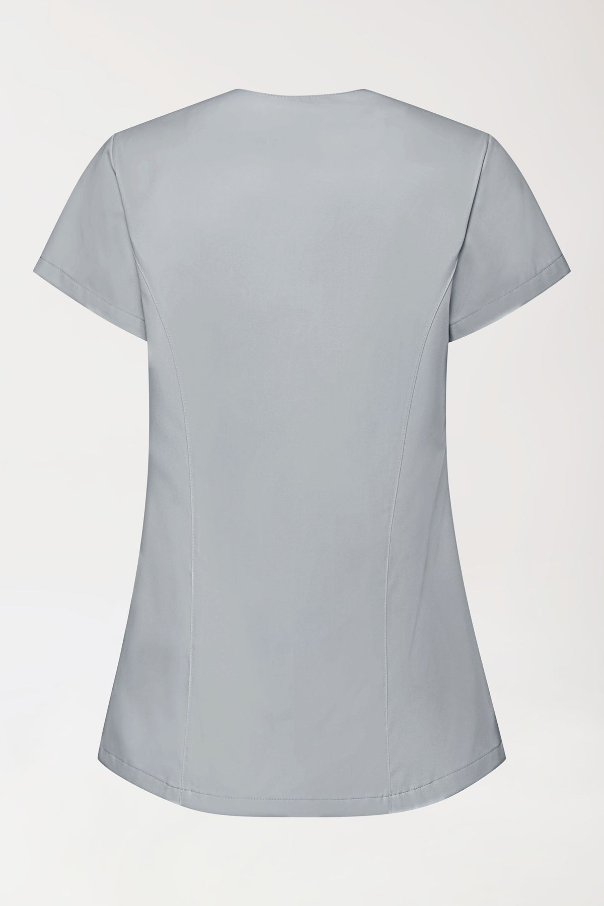 GREEN Stretch Kasack Damen - asymmetrische Druckknopfleiste perlgrau