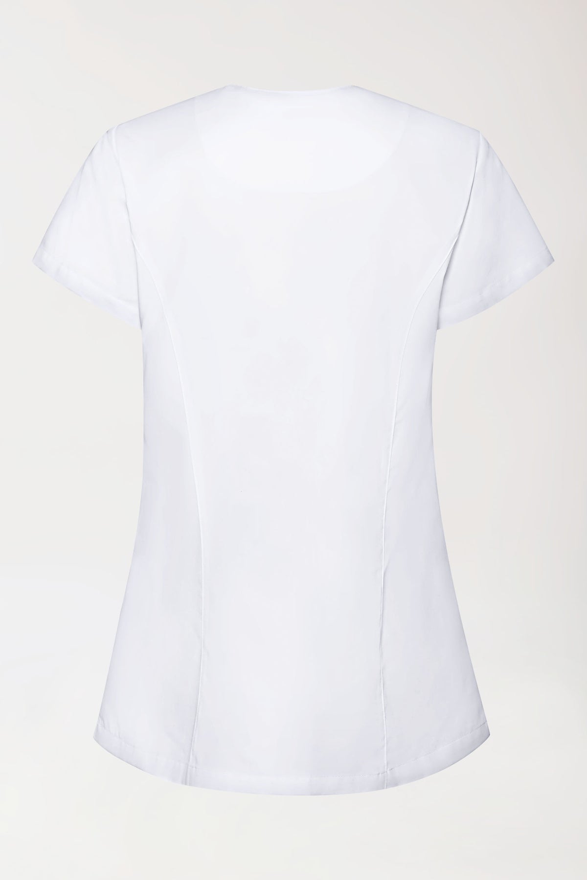 GREEN Stretch Kasack Damen - asymmetrische Druckknopfleiste weiß
