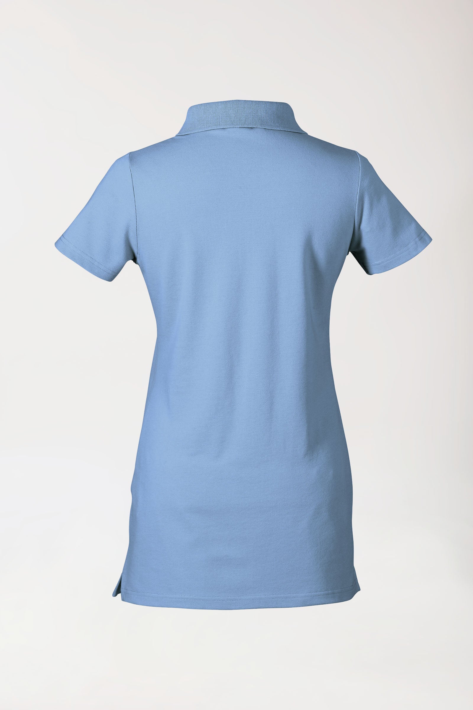 Stretch Longshirt Damen - Polokragen himmelblau