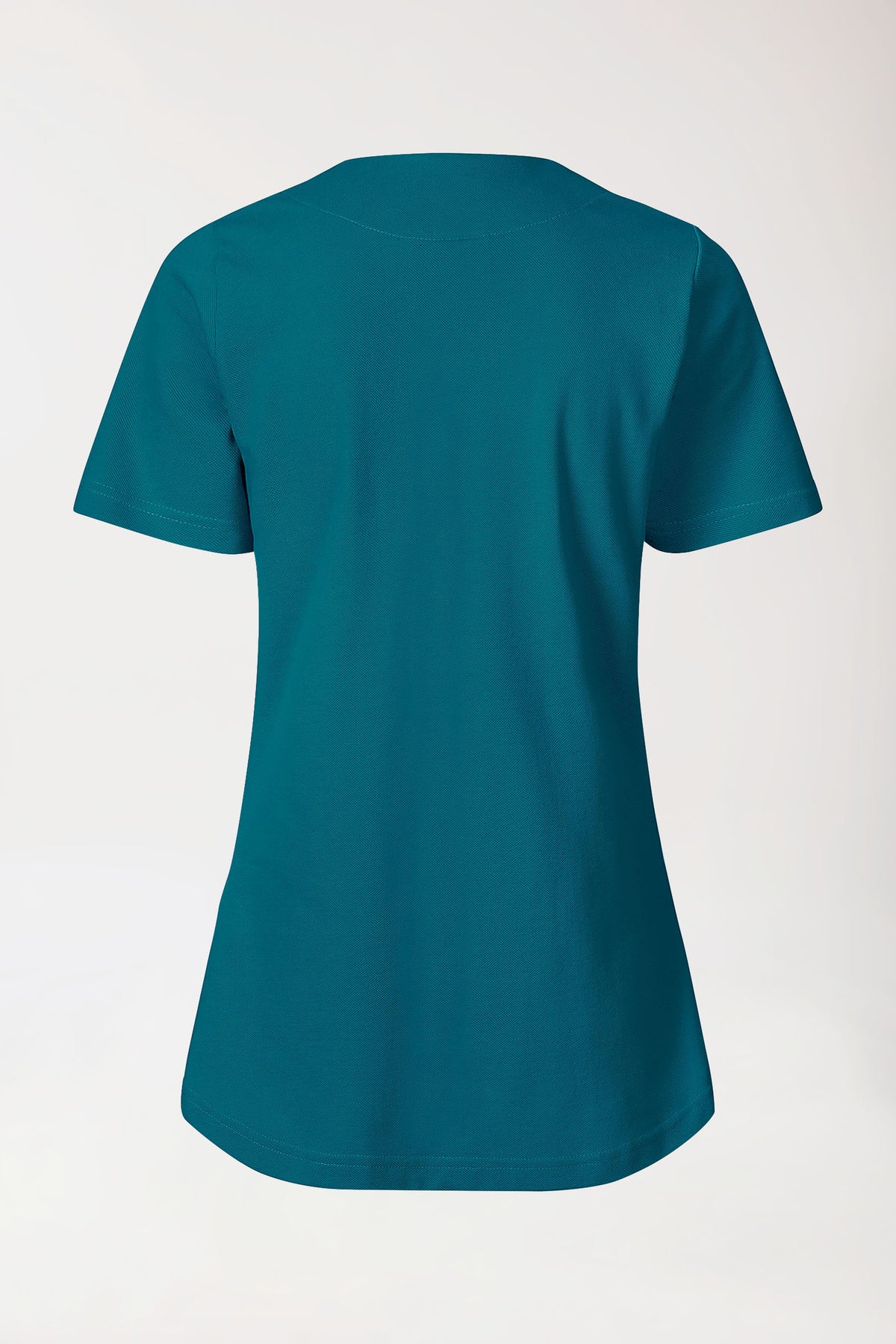 Piqué Longshirt Damen - diagonaler Ausschnitt petrol
