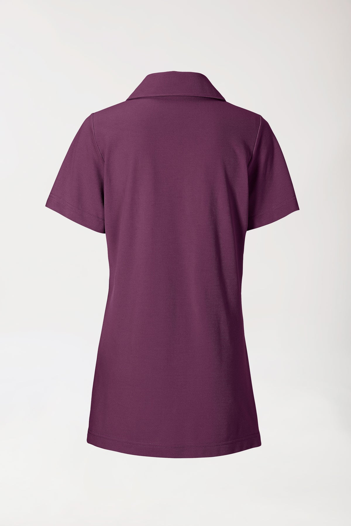 Piqué Longshirt Damen - mit Kragen pflaume