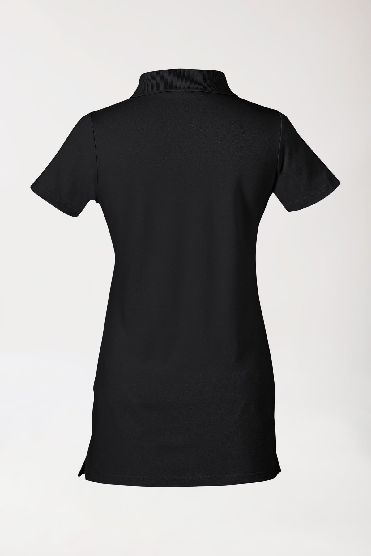 Stretch Longshirt Damen - Polokragen schwarz