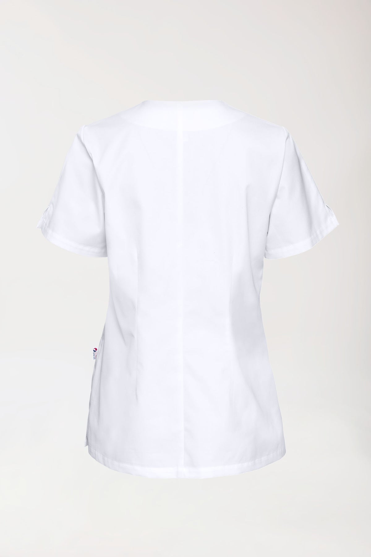 CORE Schlupfkasack Damen curved fit - mit Druckknöpfen weiß
