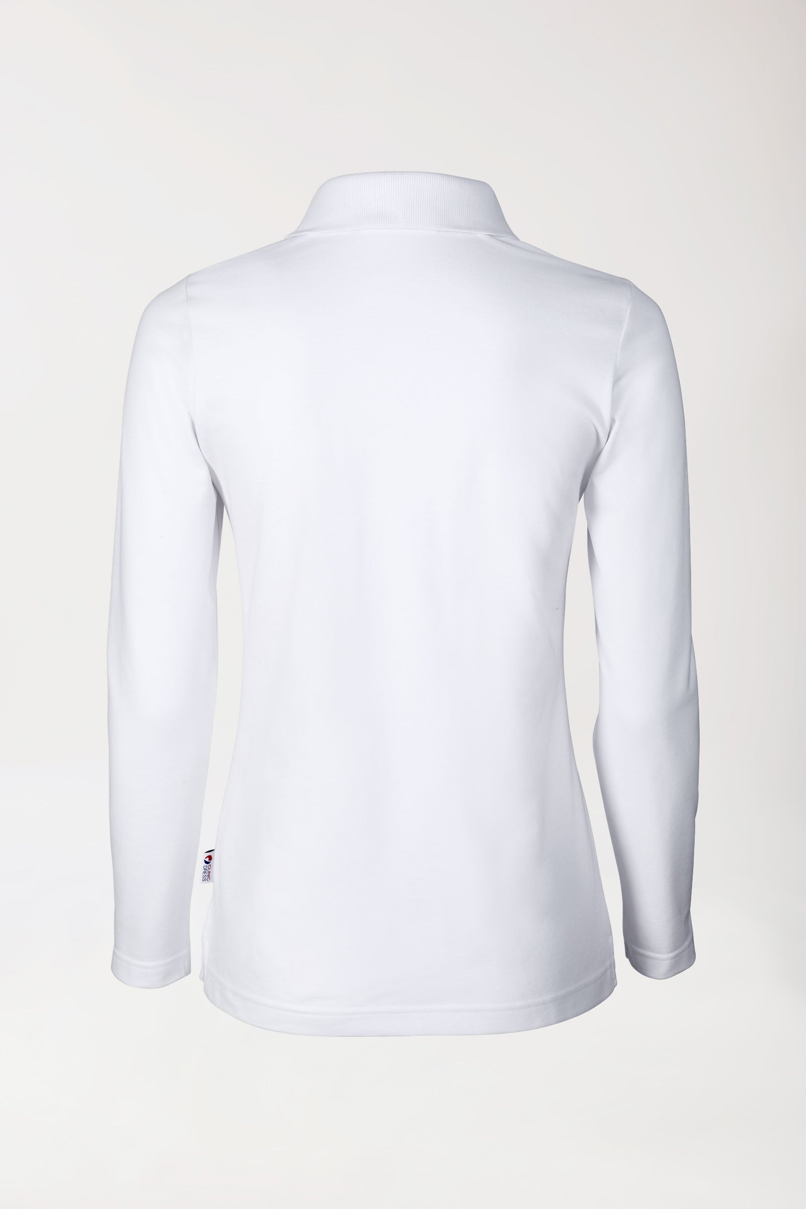 Stretch Shirt Damen - 1/1 Arm mit Polokragen weiß