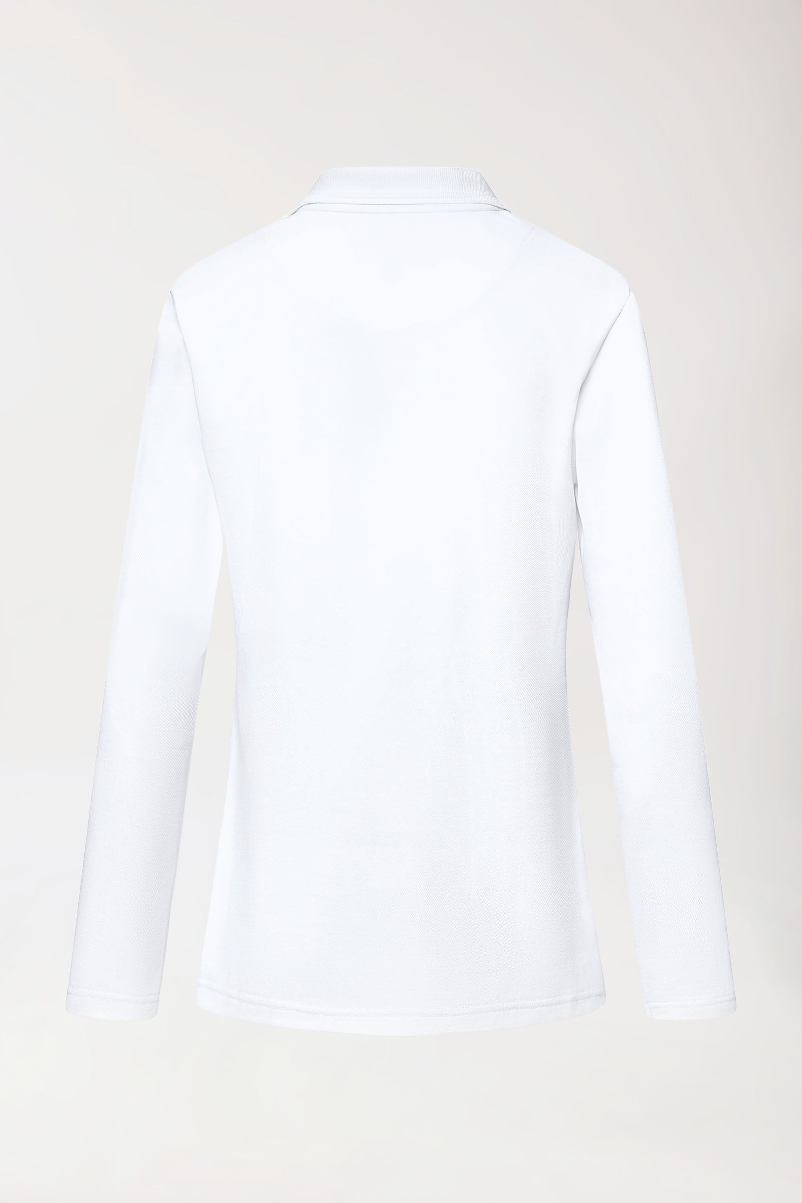 COMFY FLEX Stretch Longsleeve Damen - Polokragen weiß, Rückansicht