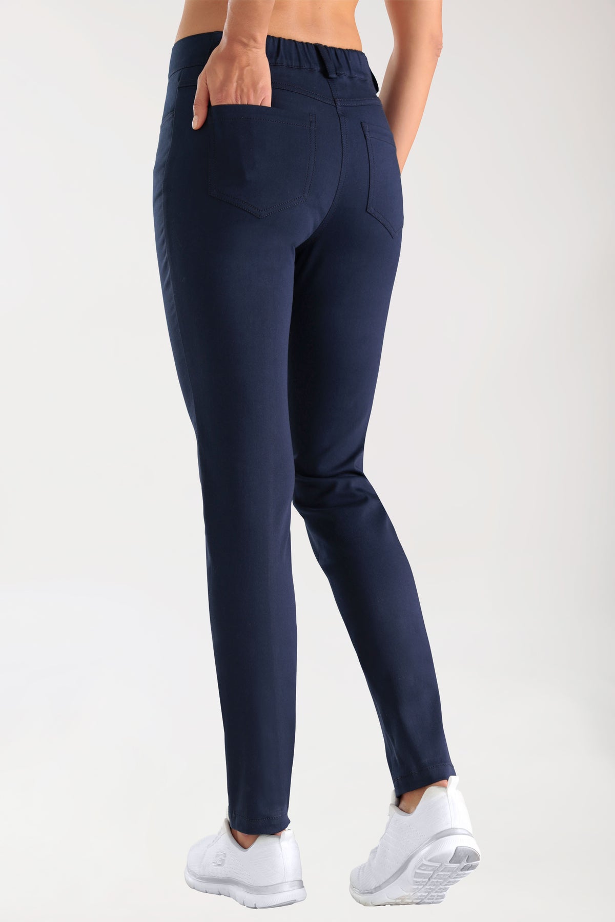 Stretch 5-Pocket Hose Damen - schlankes Bein navy
