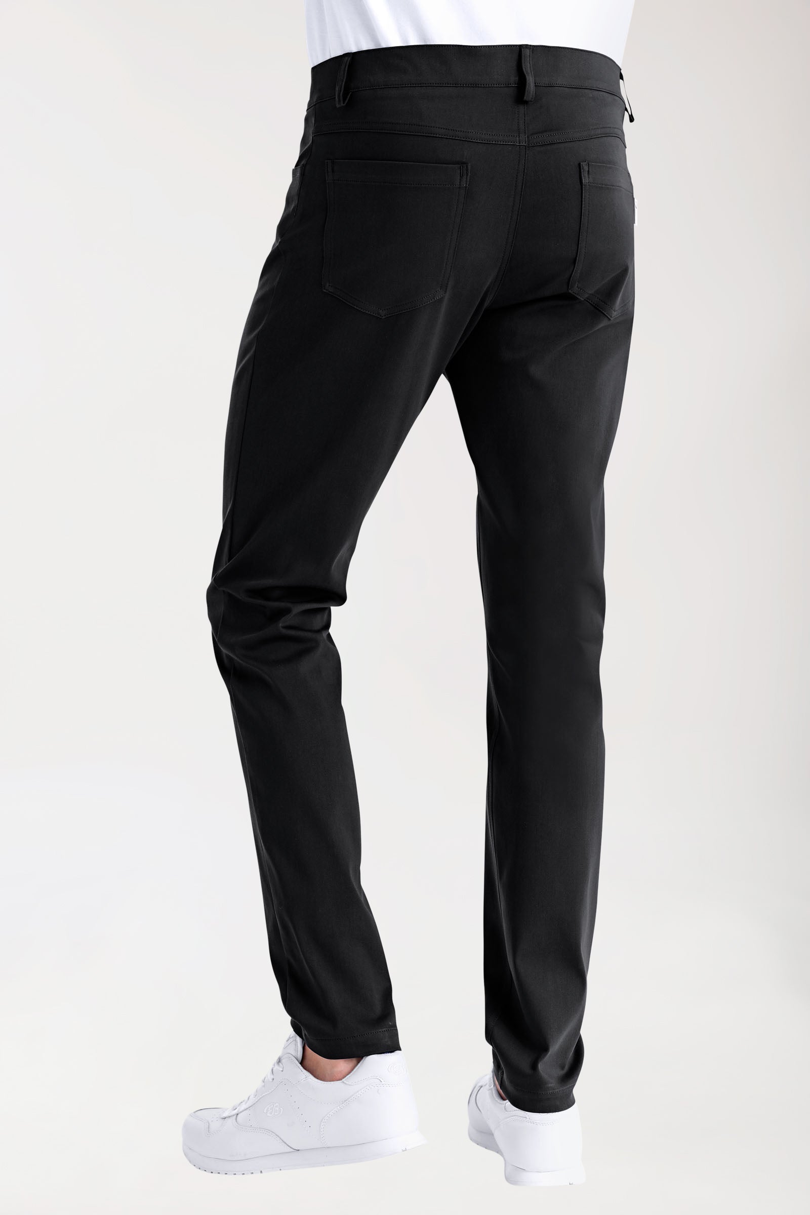 Stretch 5-Pocket Hose Herren - schlankes Bein schwarz, Rückansicht