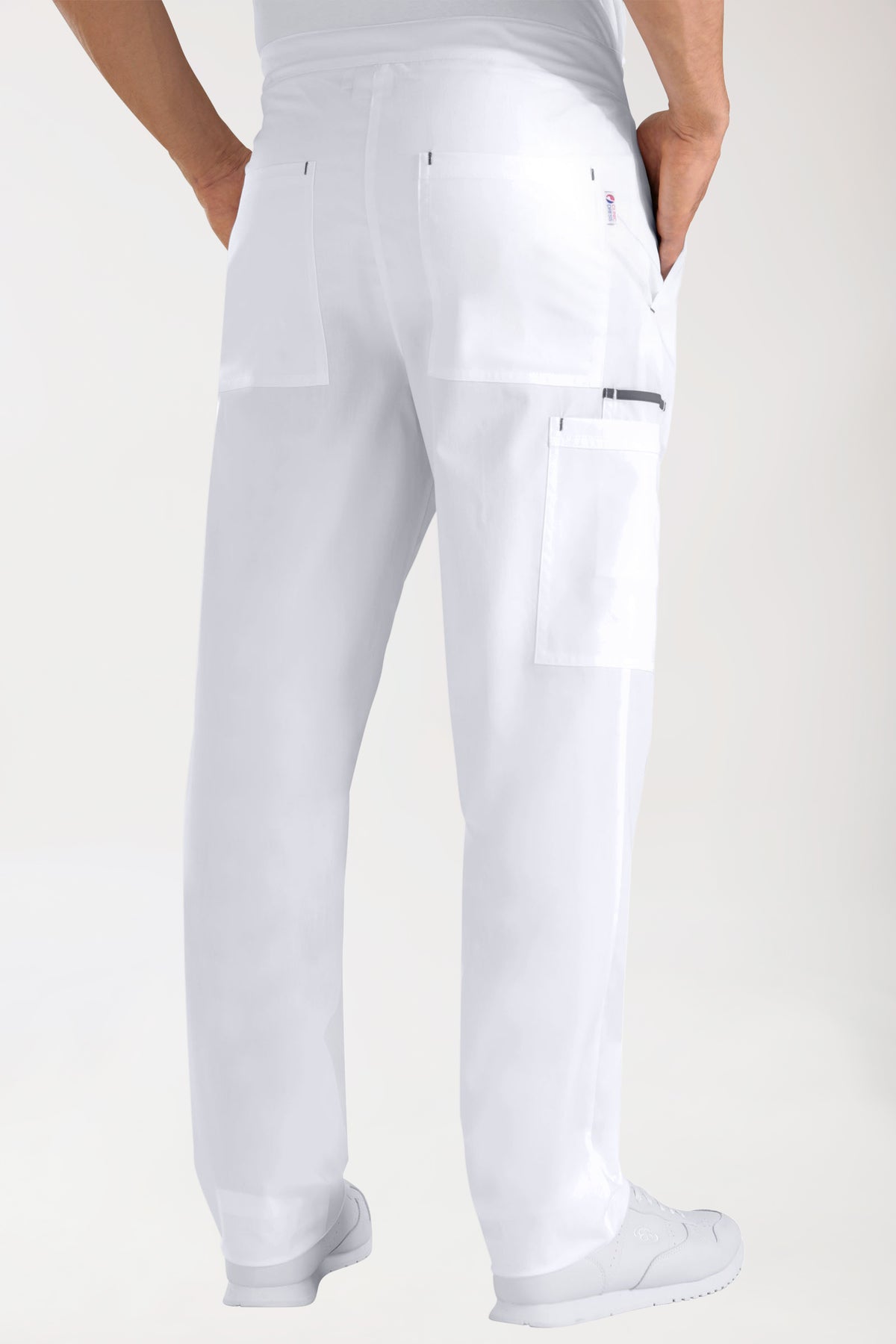 Hose Weiß mit Steingrau Unisex, Rückansicht