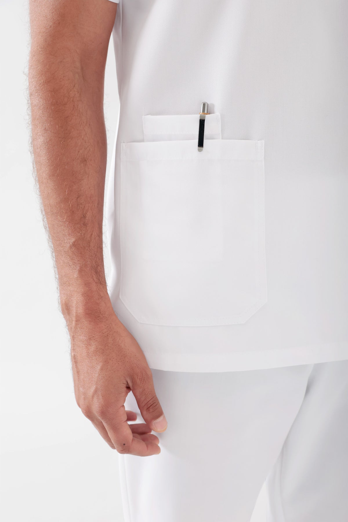 TENCEL™ Schlupfkasack Herren - V-Ausschnitt weiß