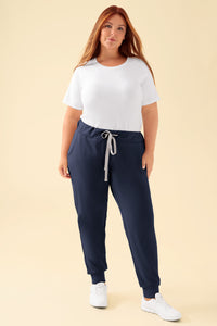 KAERE Hose Damen - Saumbündchen ohne Beintaschen navy