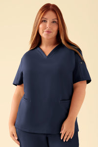 KAERE Schlupfkasack Damen - V-Ausschnitt navy
