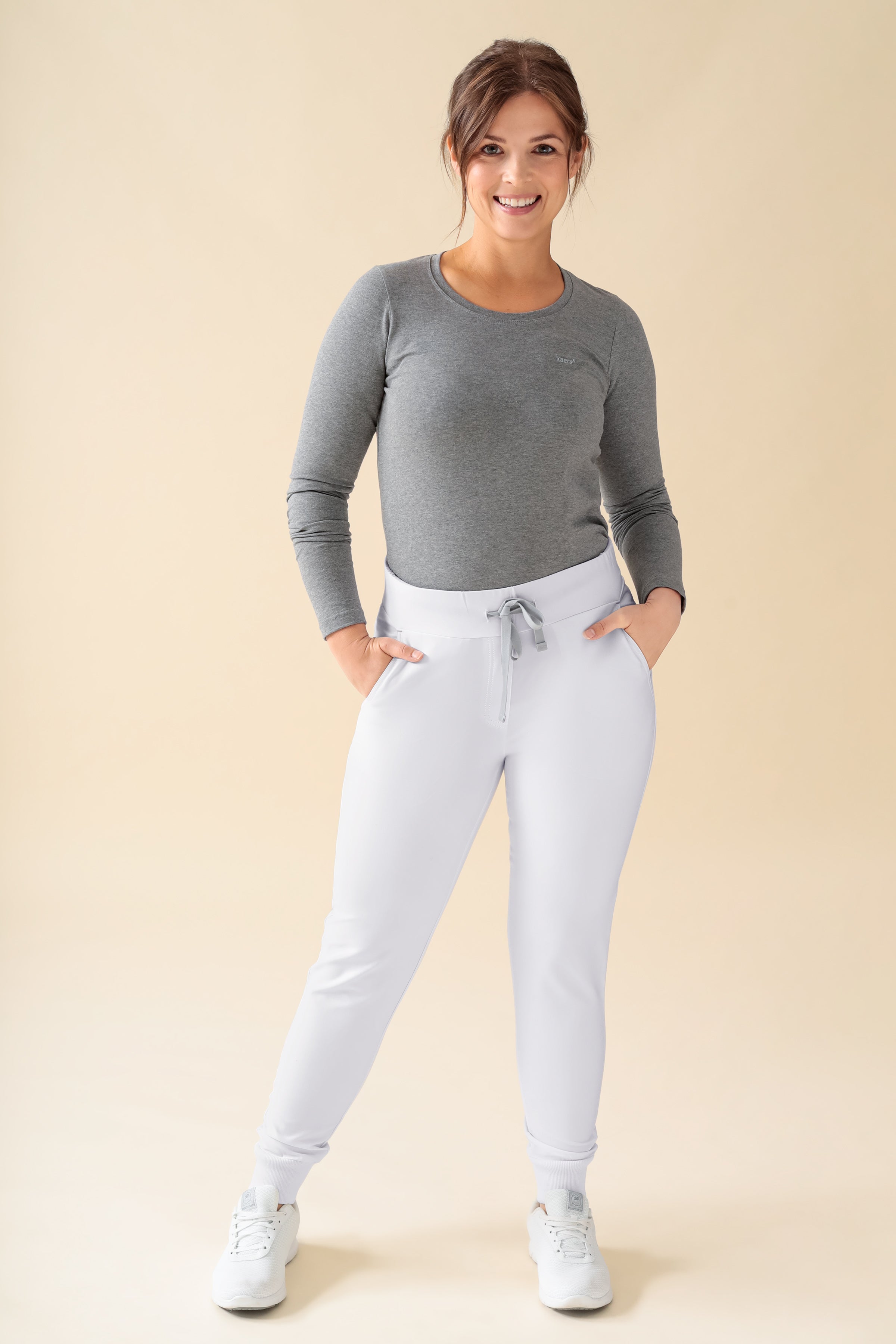 KAERE Hose Damen - Saumbündchen Kurzgr. ohne Beintaschen weiß