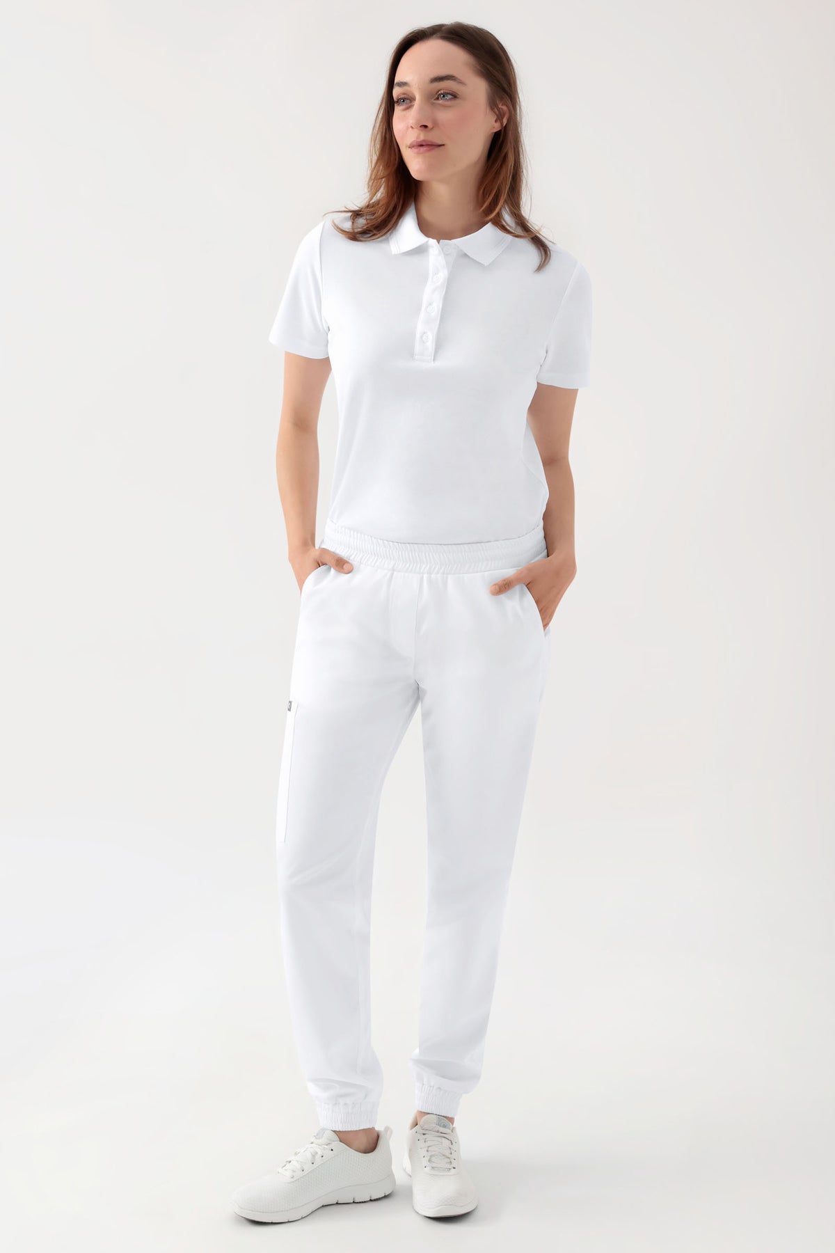GREEN Stretch Hose Damen - Jogpants Style weiß, Vorderansicht