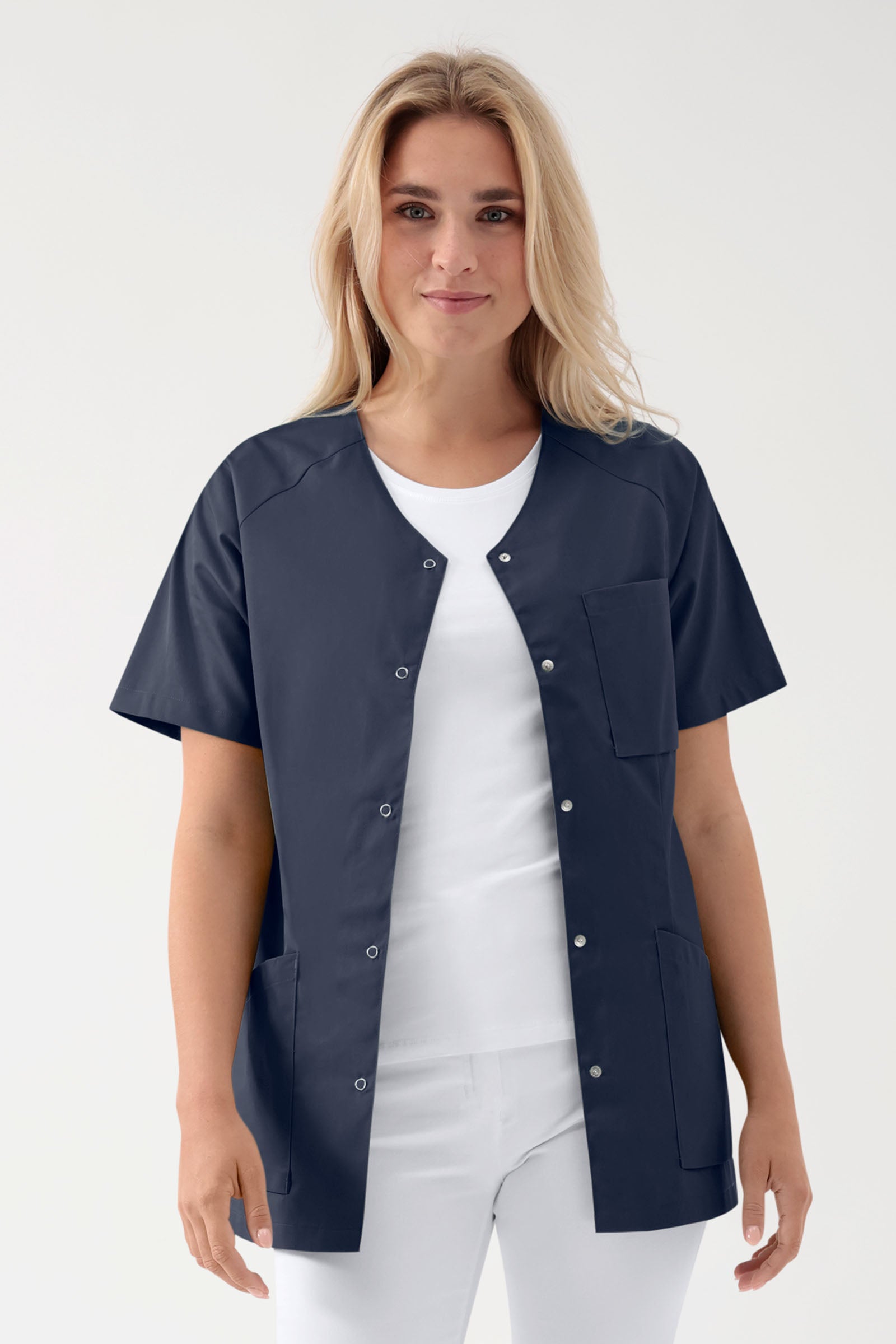DER Kasack-Kasack Damen - durchgeknöpft navy, Vorderansicht