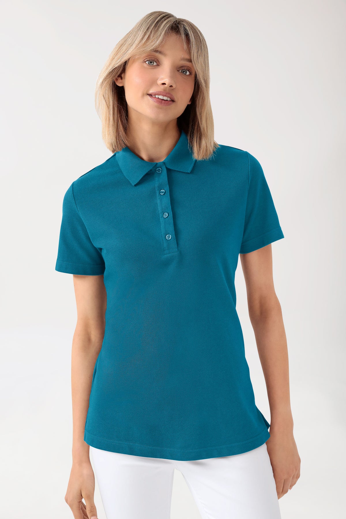 CORE Shirt Damen - Polokragen petrol