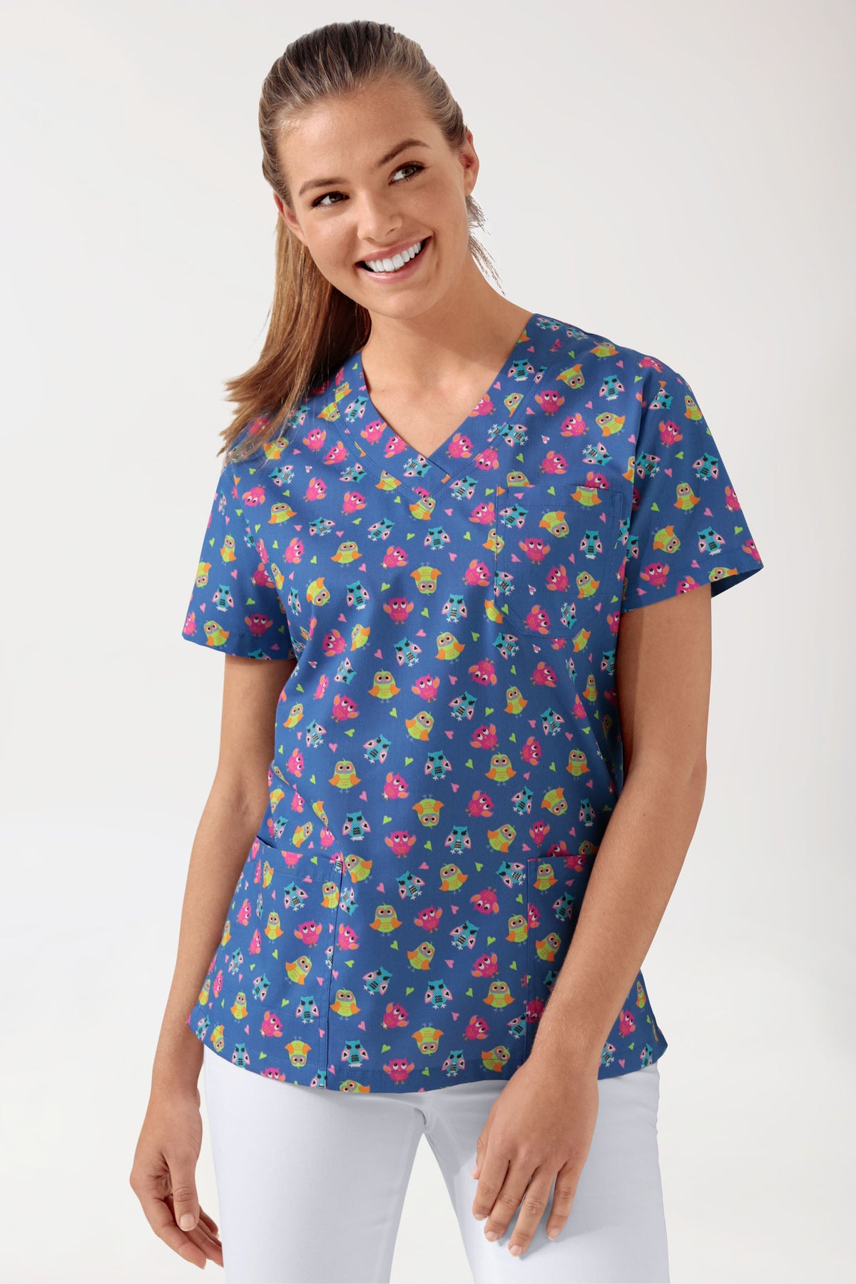 Leichter Schlupfkasack Damen - Alloverprint blau/bunt, Vorderansicht