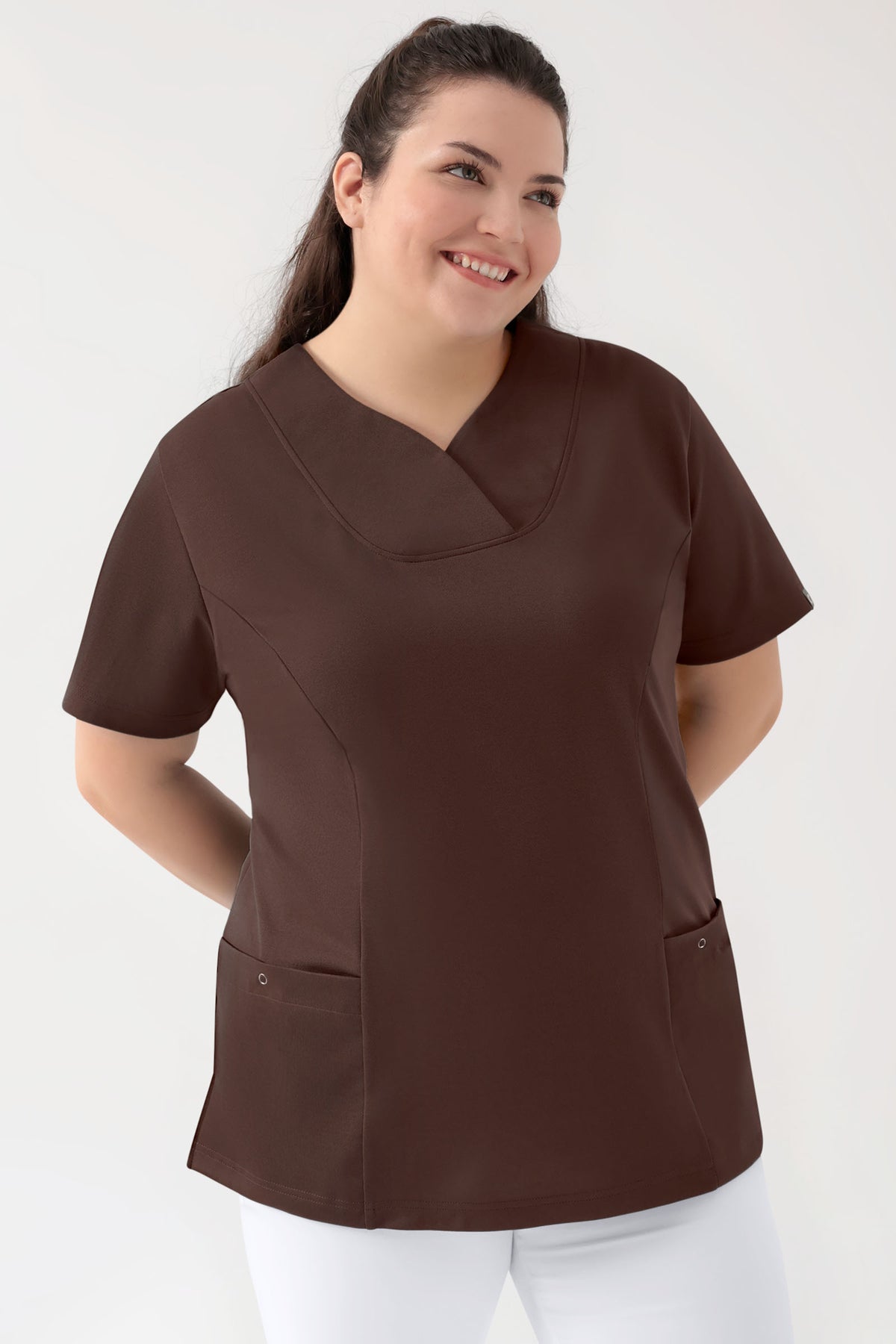 COMFY FLEX Stretch Schlupfkasack Damen - Herzausschnitt coffee