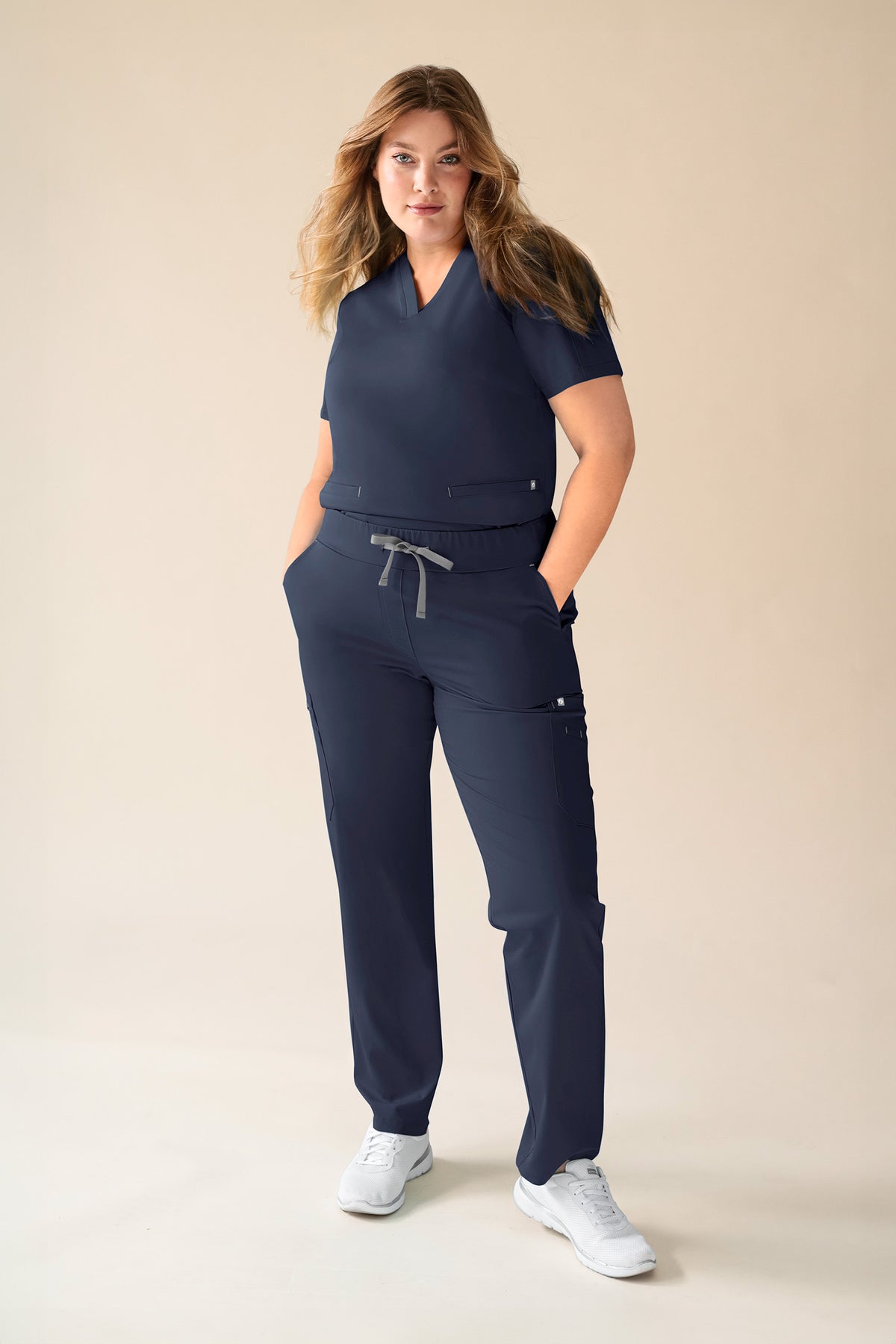 KAERE Schlupfkasack Damen - 3er-Pack - V-Ausschnitt navy