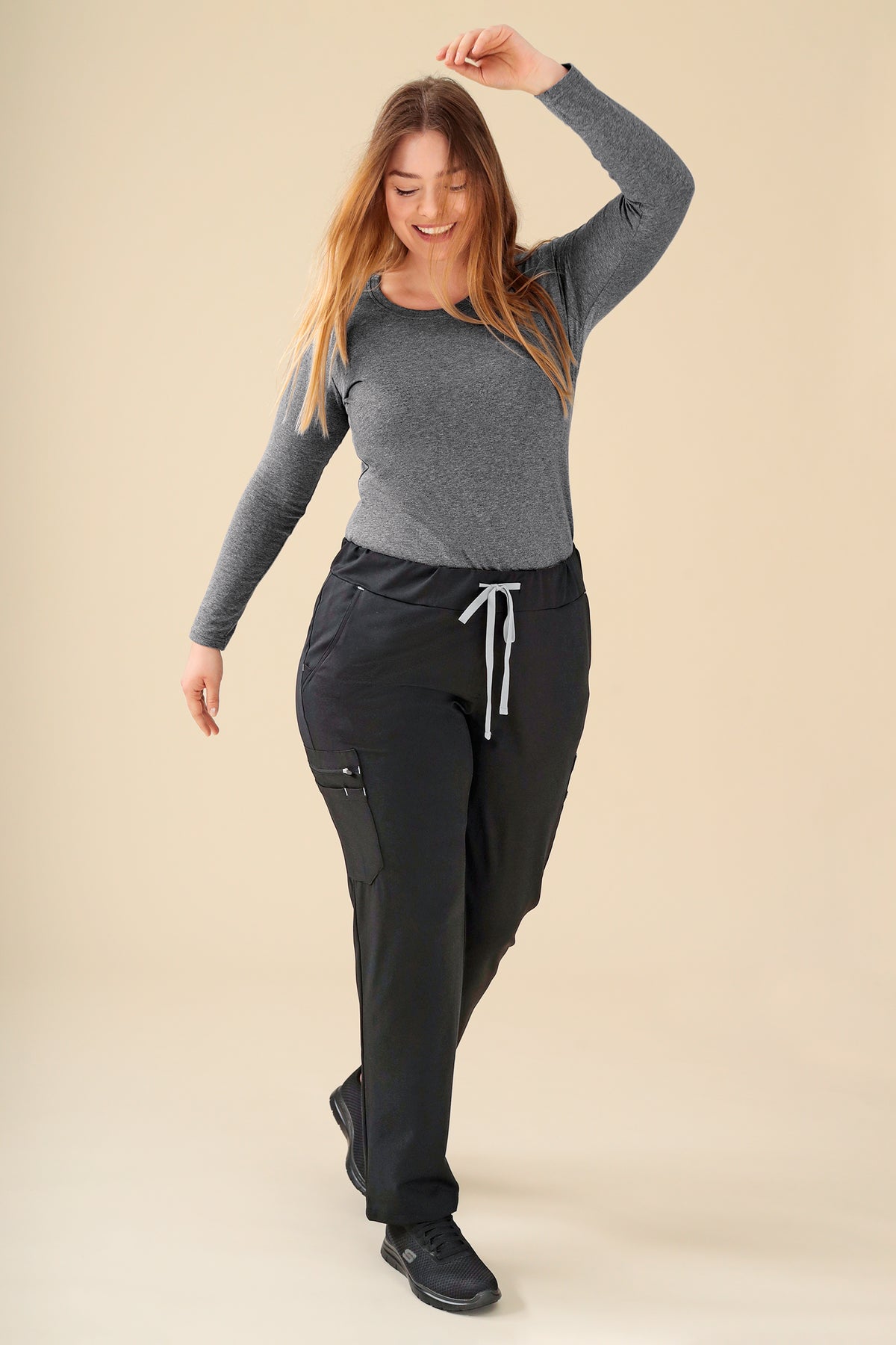 KAERE Shirt Damen - Longsleeve dunkelgrau melange