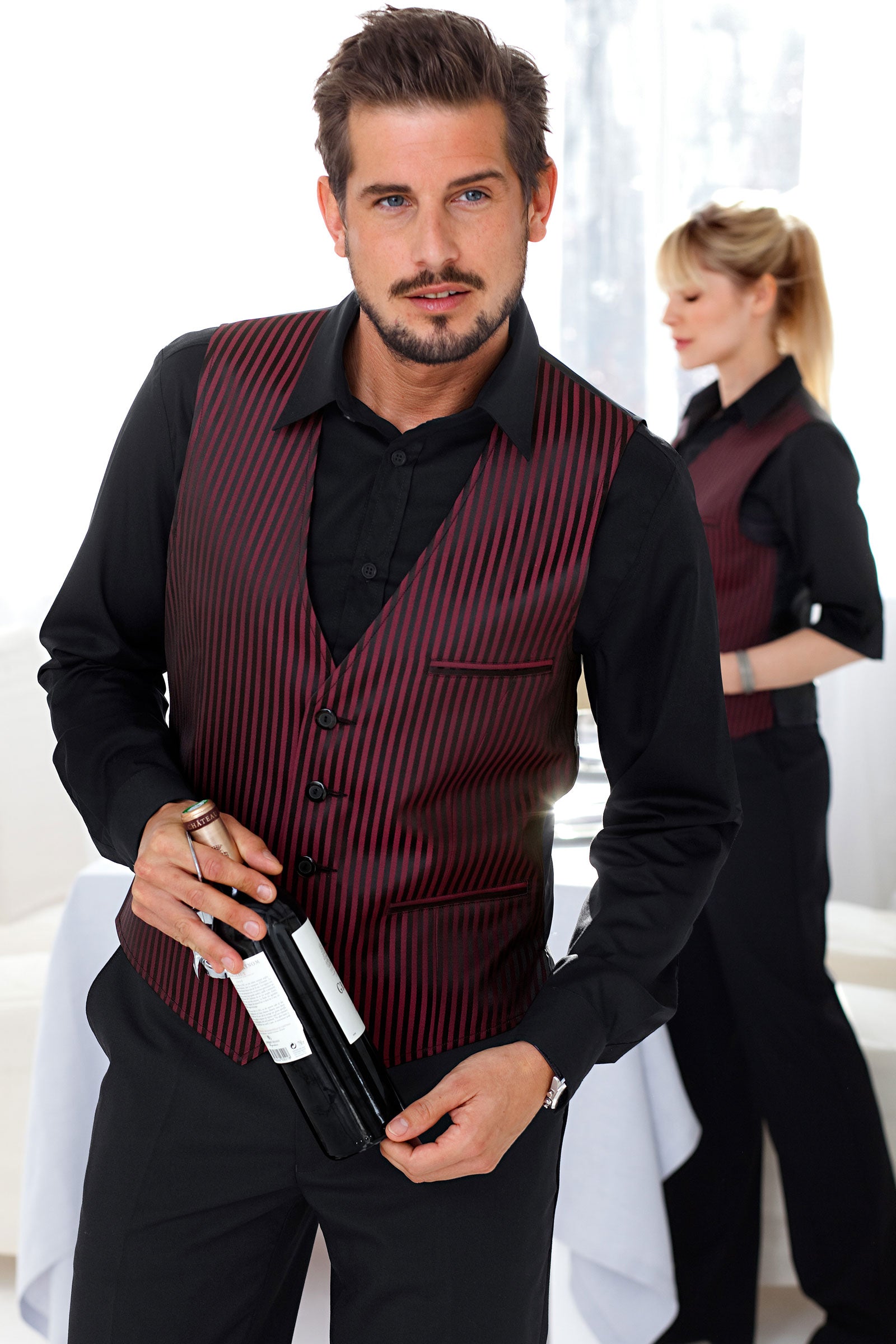 Herrengilet Rot Schwarz