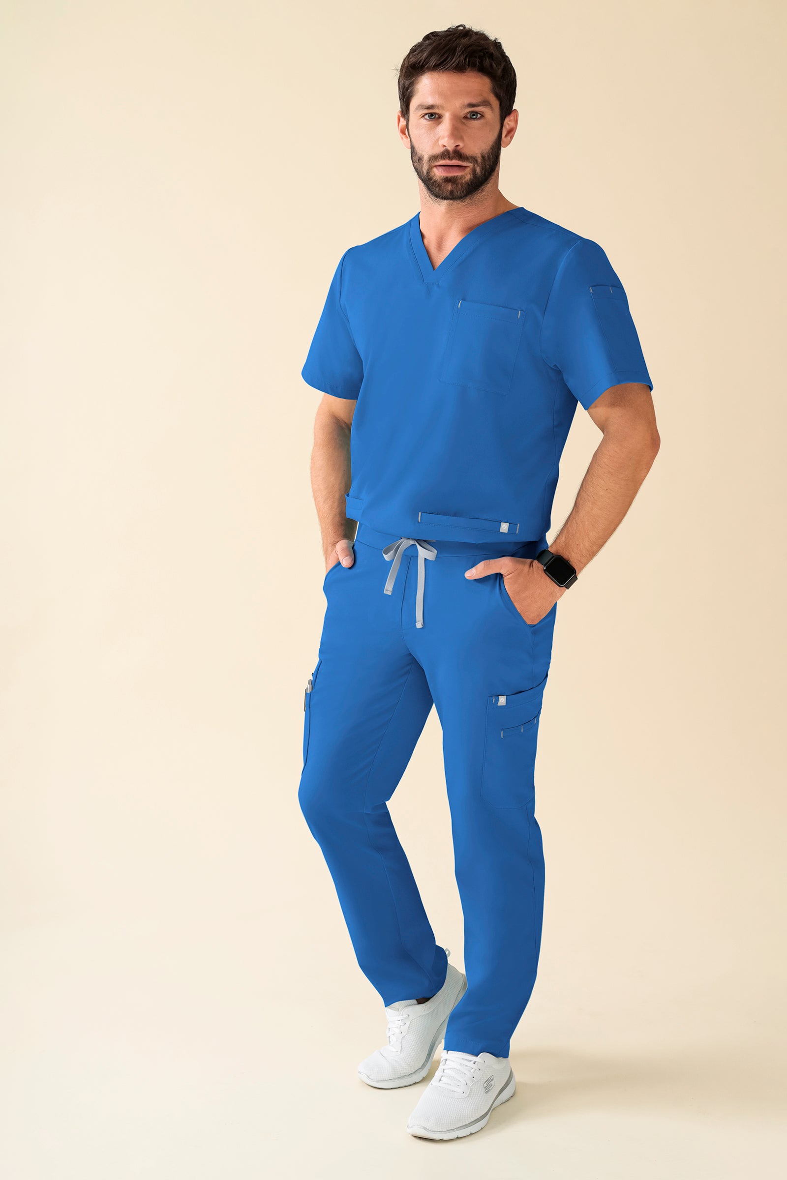 KAERE Hose Herren - gerader Saum Kurzgr. mit Beintaschen blau