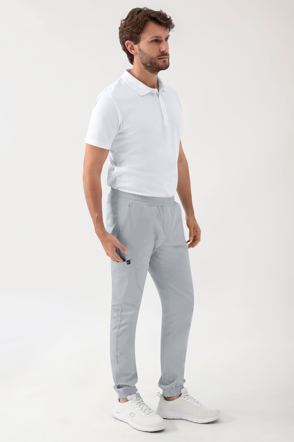 GREEN Stretch Hose Herren - Jogpants Style perlgrau
