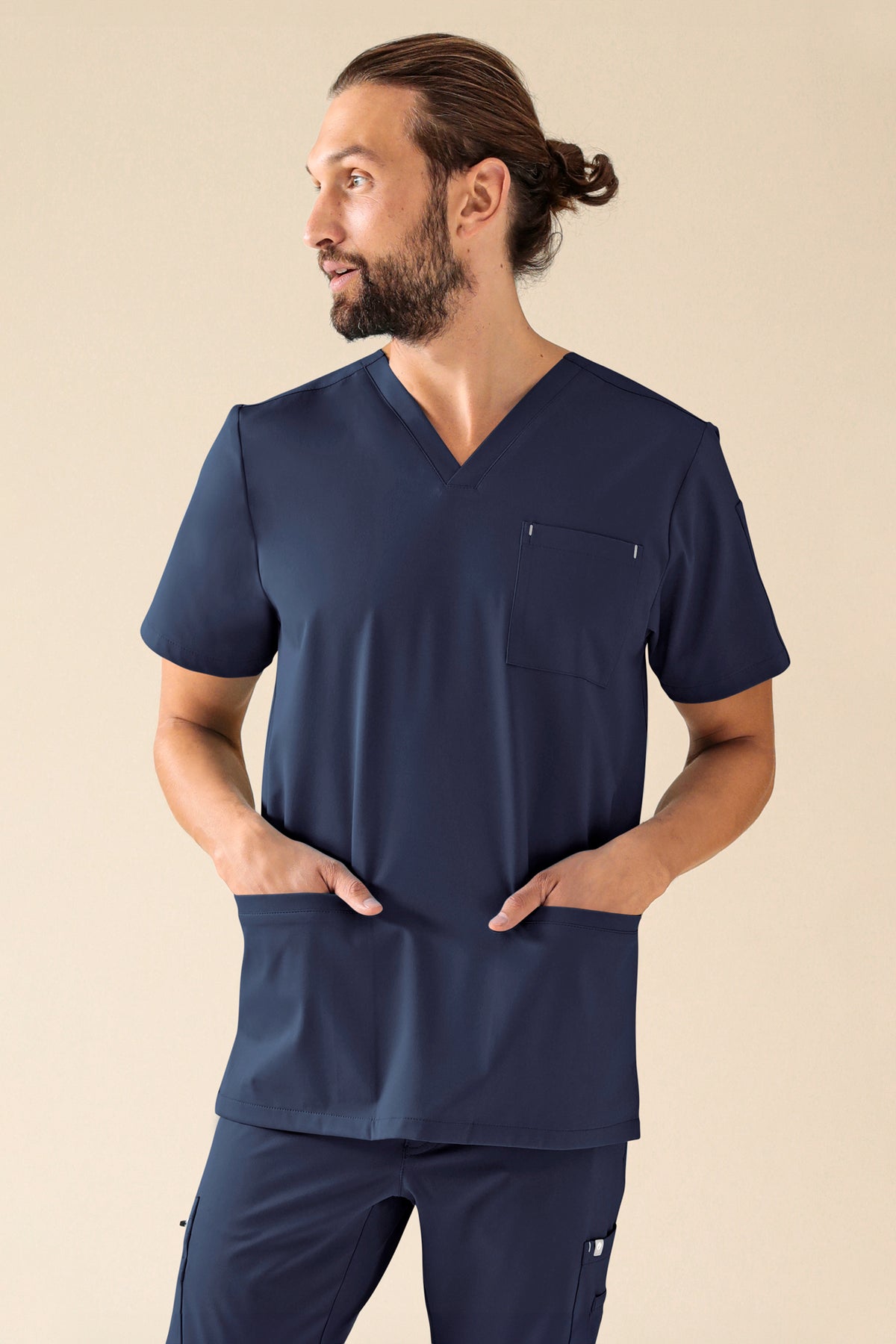 KAERE Schlupfkasack Herren - V-Ausschnitt navy, Vorderansicht