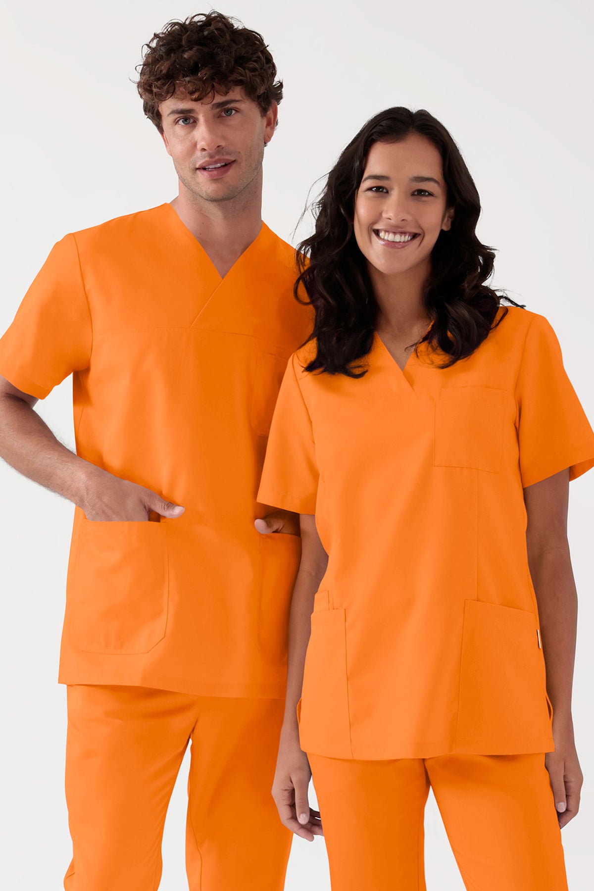 TENCEL™ Schlupfkasack Damen - V-Ausschnitt brillant orange, Vorderansicht