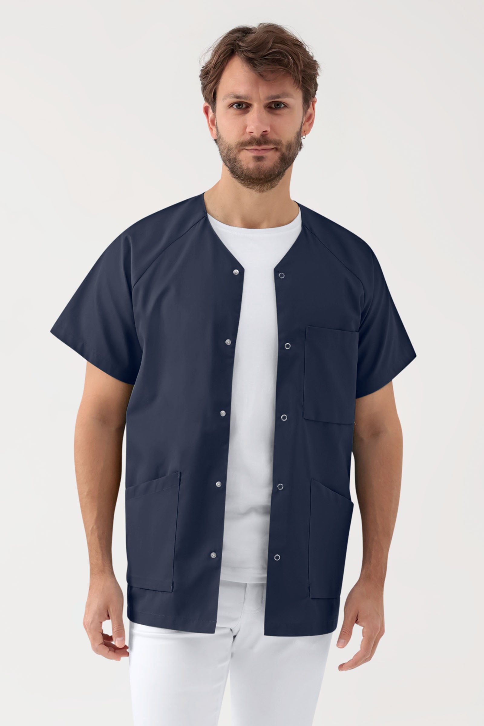 Kasack Herren - Druckknopfleiste navy, Vorderansicht