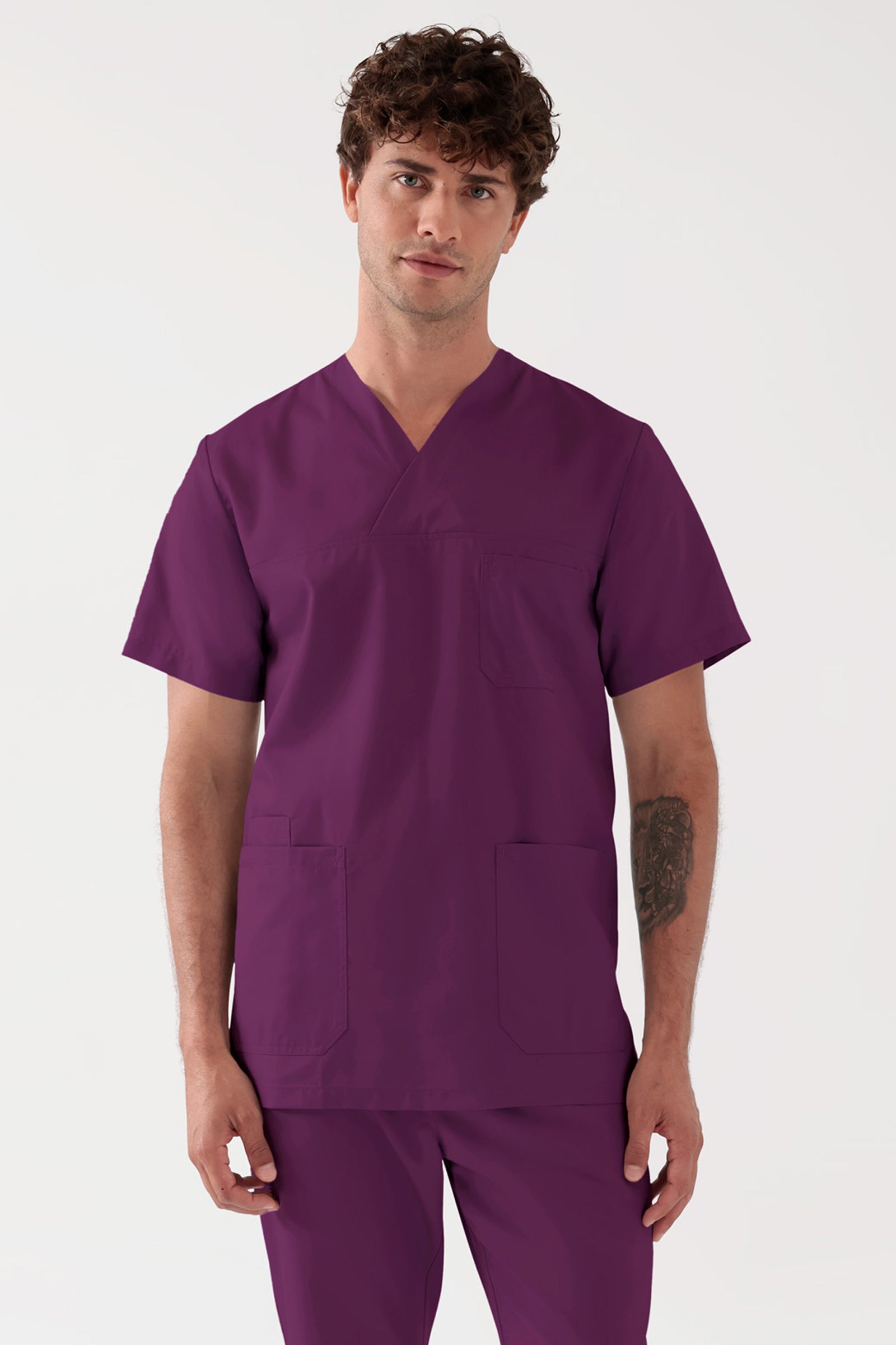 TENCEL™ Schlupfkasack Herren - V-Ausschnitt black berry