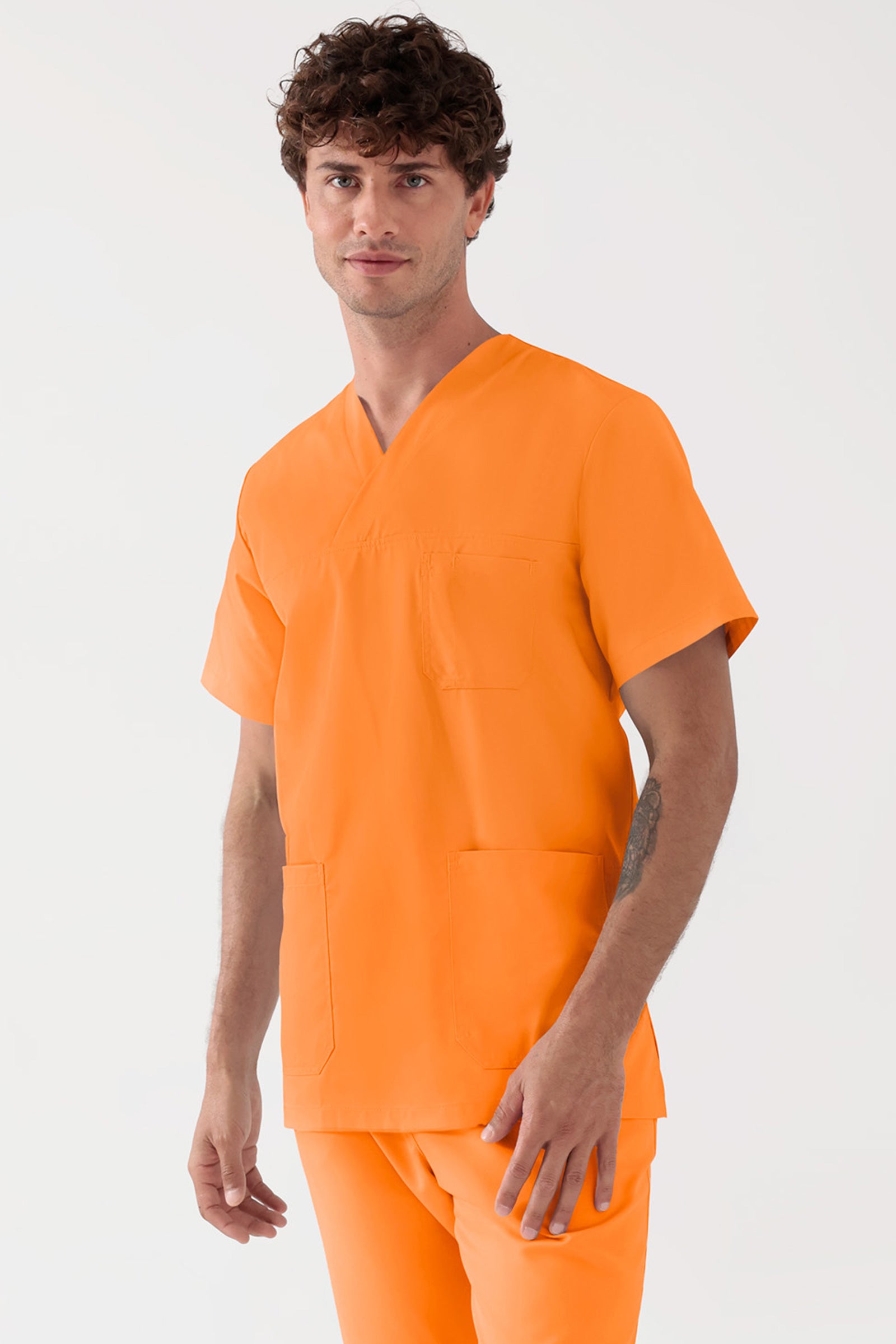 TENCEL™ Schlupfkasack Herren - V-Ausschnitt brillant orange