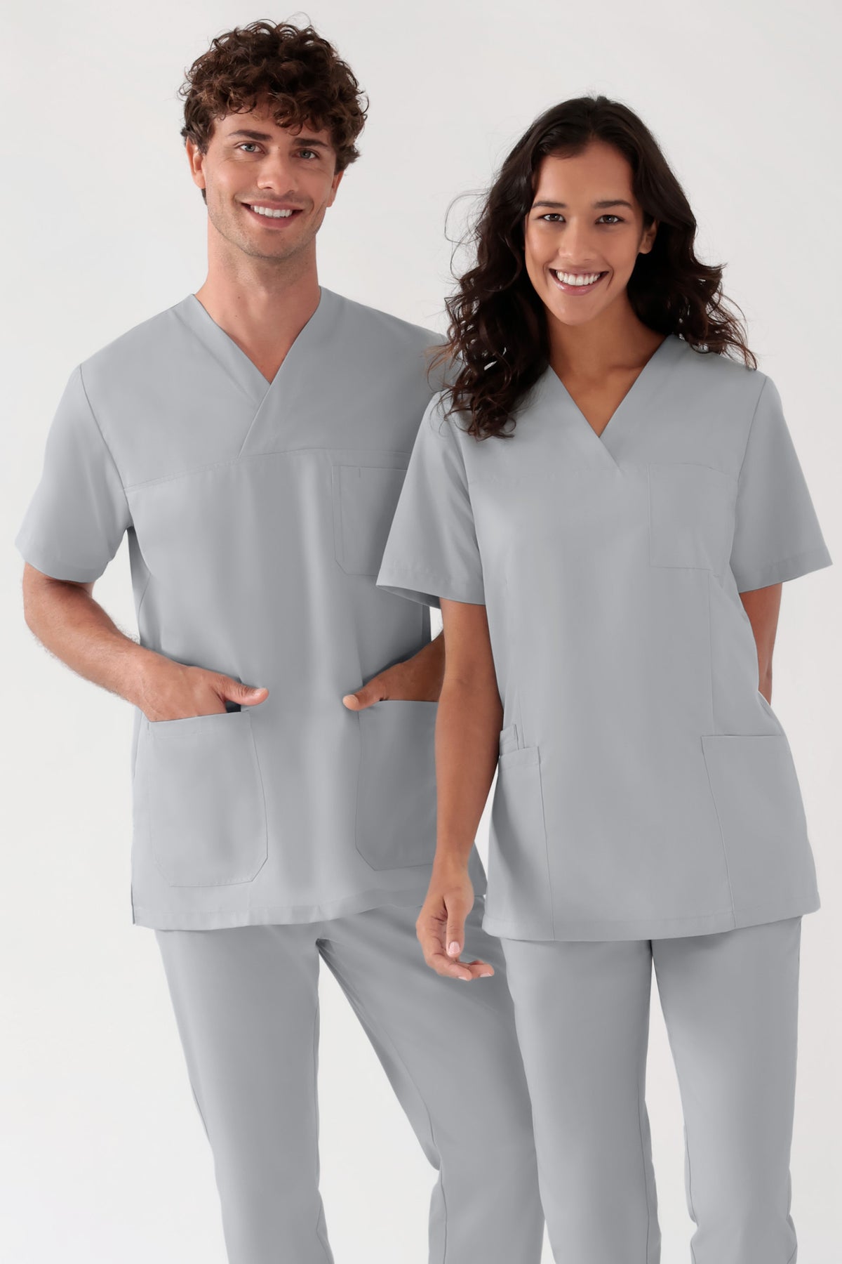 TENCEL™ Schlupfkasack Damen - V-Ausschnitt perlgrau, Vorderansicht