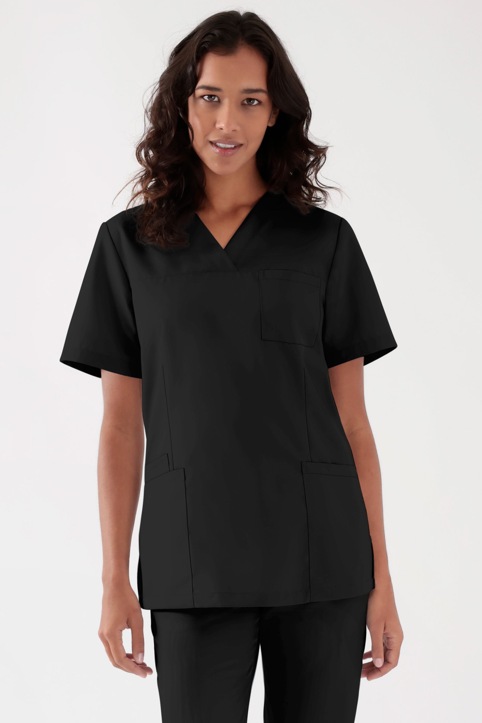 TENCEL™ Schlupfkasack Damen - V-Ausschnitt schwarz, Vorderansicht