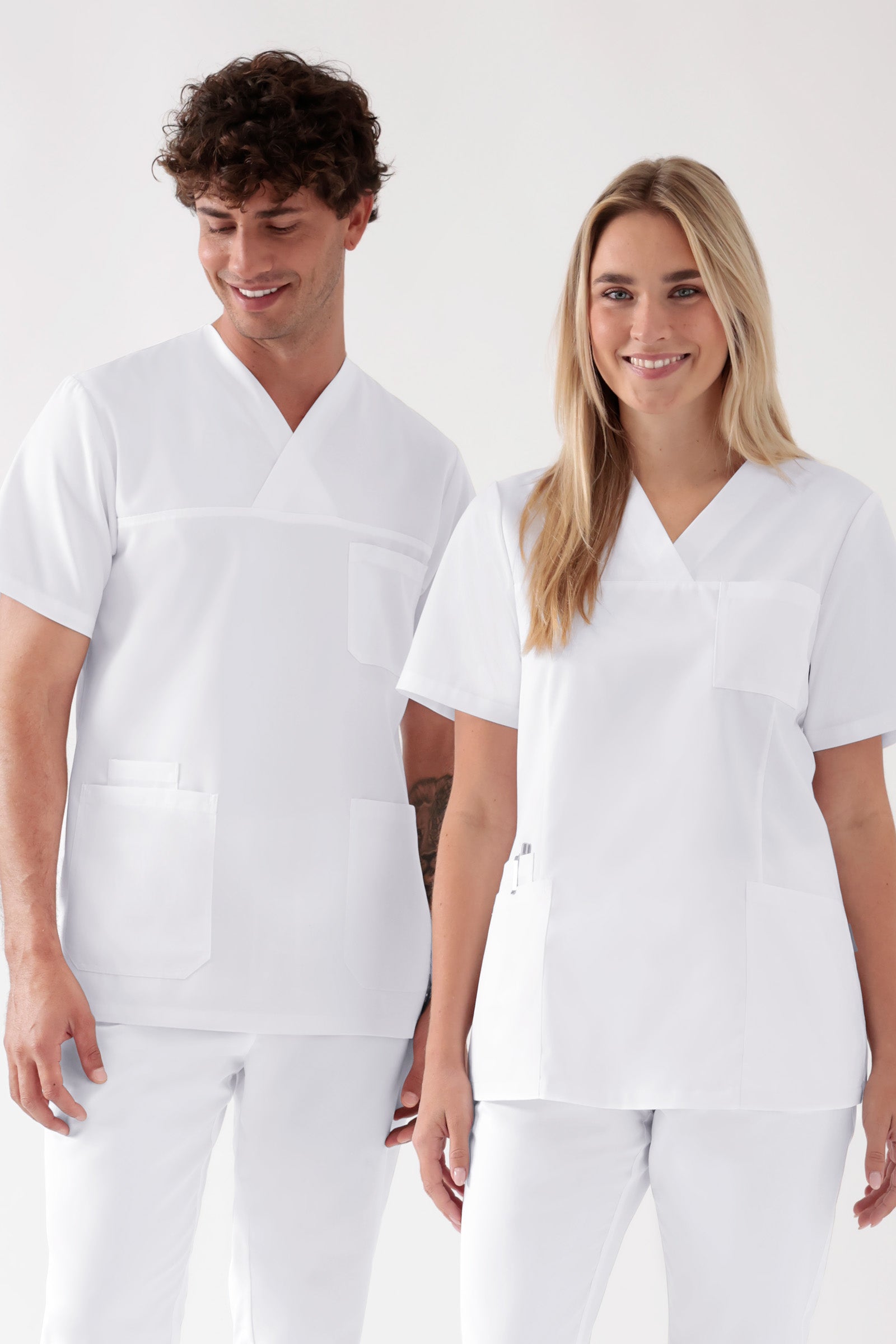 TENCEL™ Schlupfkasack Herren - V-Ausschnitt weiß, Vorderansicht