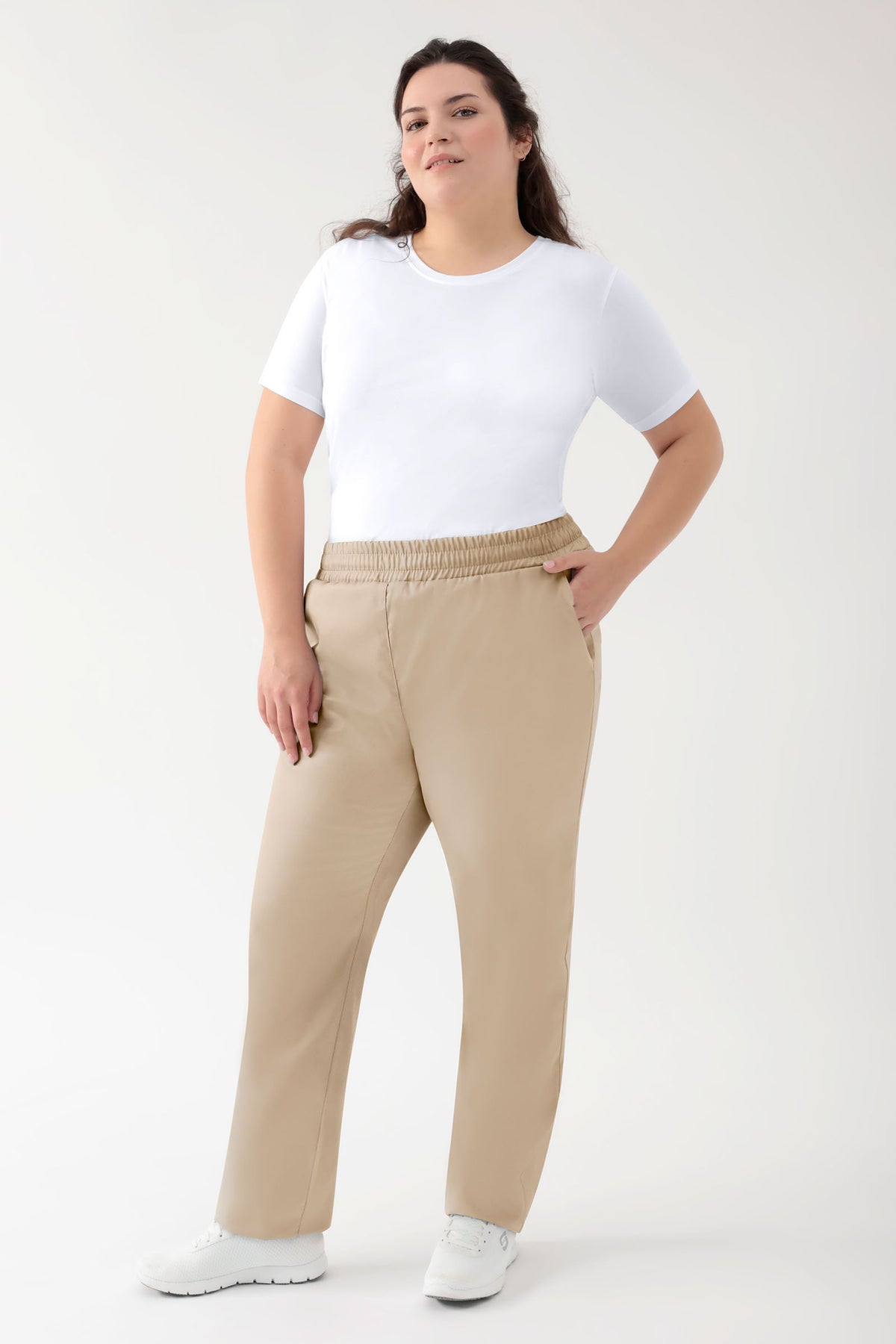 GREEN Stretch Hose Unisex - Rundumgummibund sand, Vorderansicht