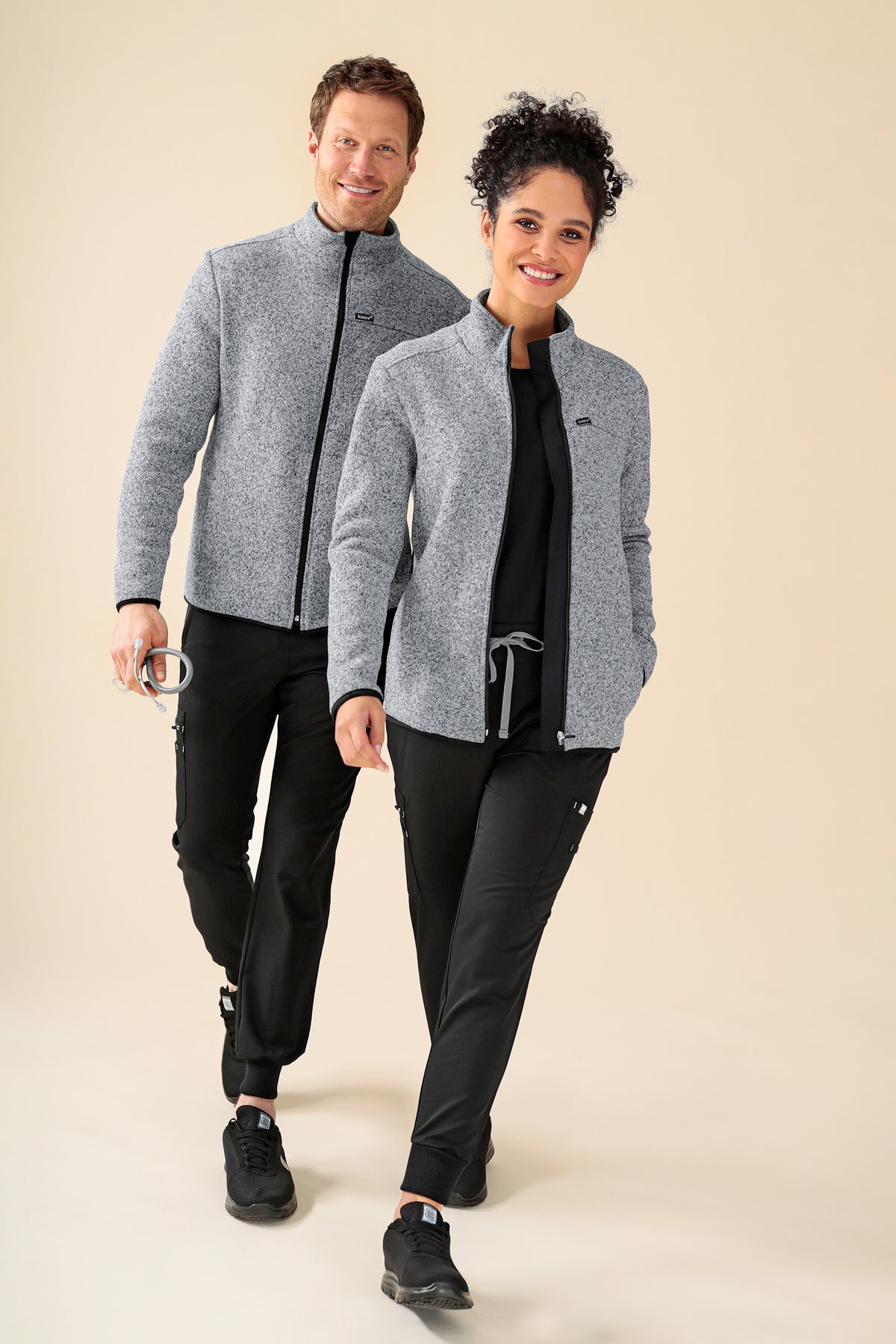 KAERE Fleecejacke Unisex - mit Reißverschluss grau melange, Vorderansicht