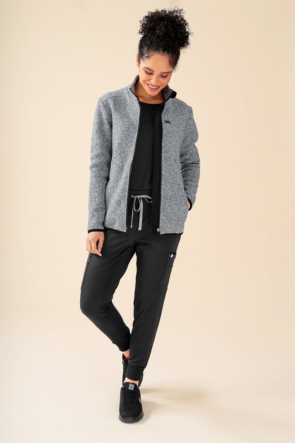 KAERE Fleecejacke Unisex - mit Reißverschluss grau melange, Vorderansicht
