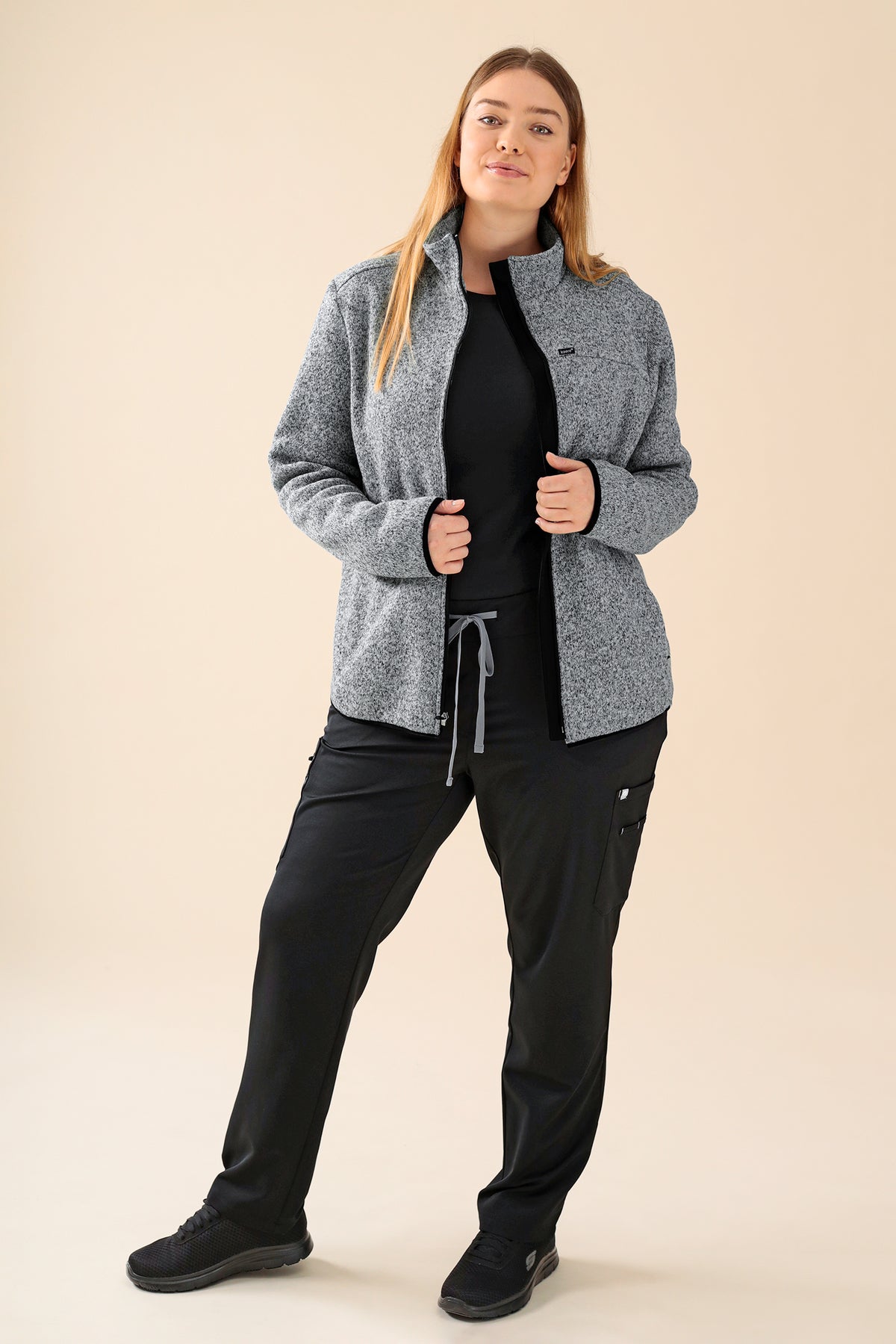 KAERE Fleecejacke Unisex - mit Reißverschluss grau melange, Vorderansicht