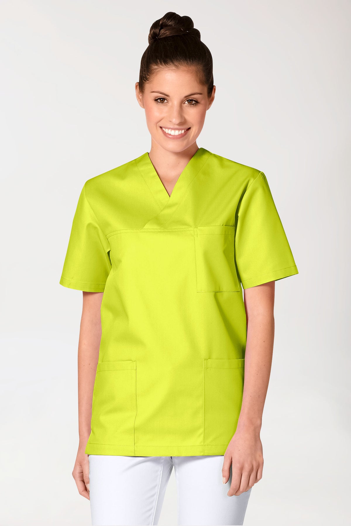 JUST STRONG Schlupfkasack Unisex - V-Ausschnitt limette, Vorderansicht