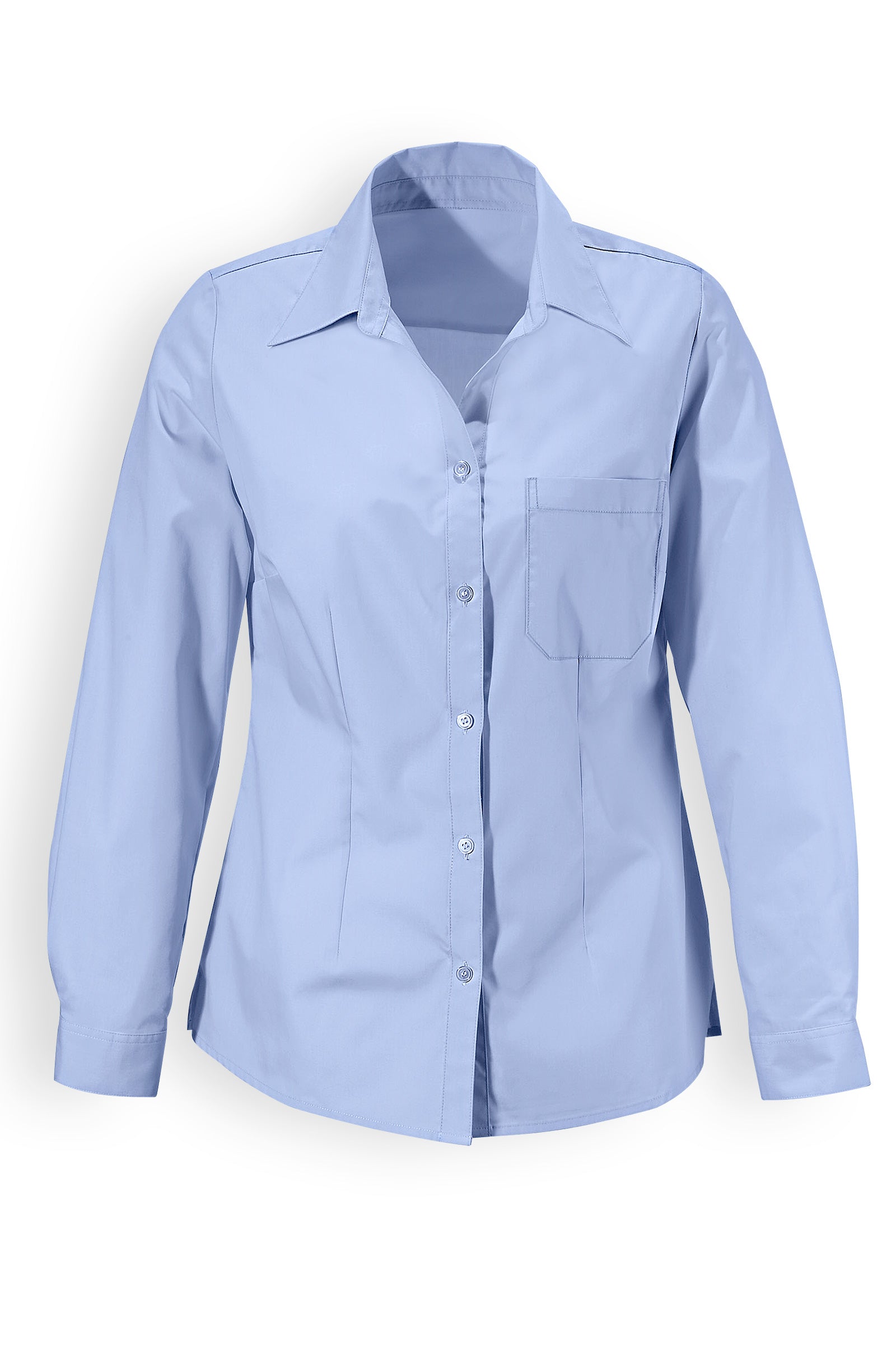 Bluse Eisblau Abgerundeter Saum, Vorderansicht