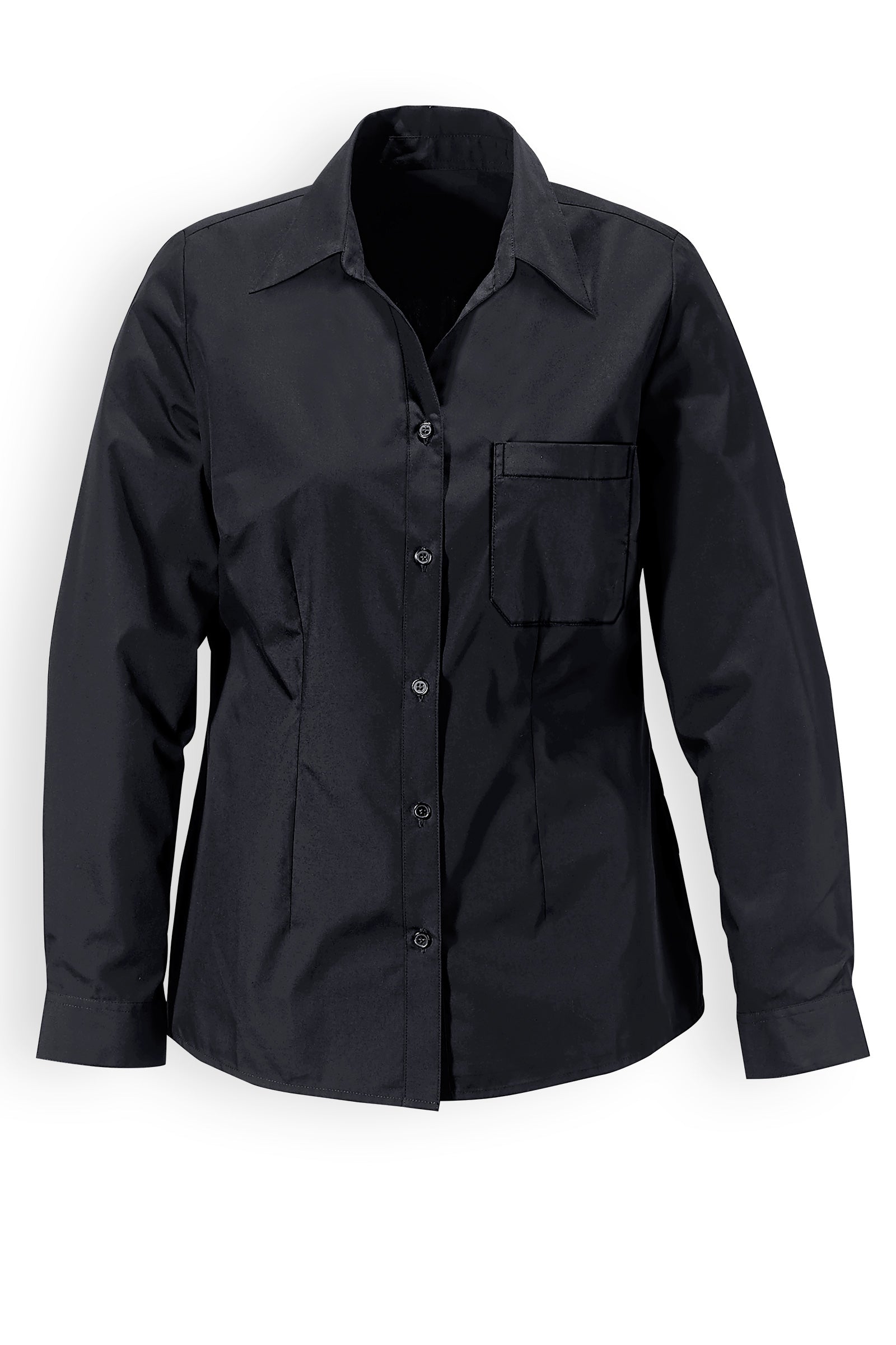 Bluse Schwarz Abgerundeter Saum, Vorderansicht