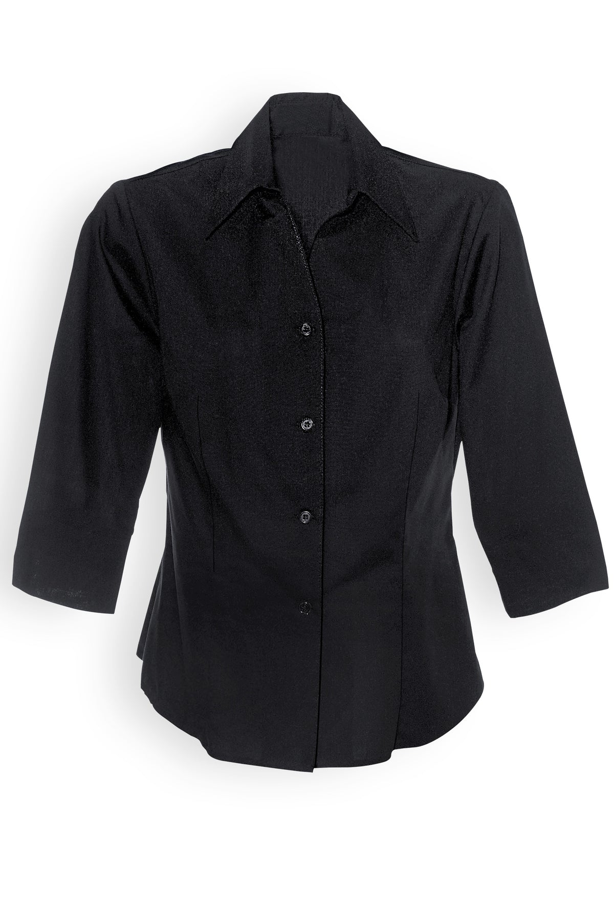 Damenbluse Schwarz mit 3/4-Arm, Vorderansicht