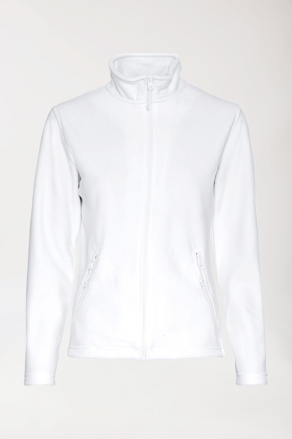 Fleecejacke Damen - Reißverschluss - Stehkragen weiß