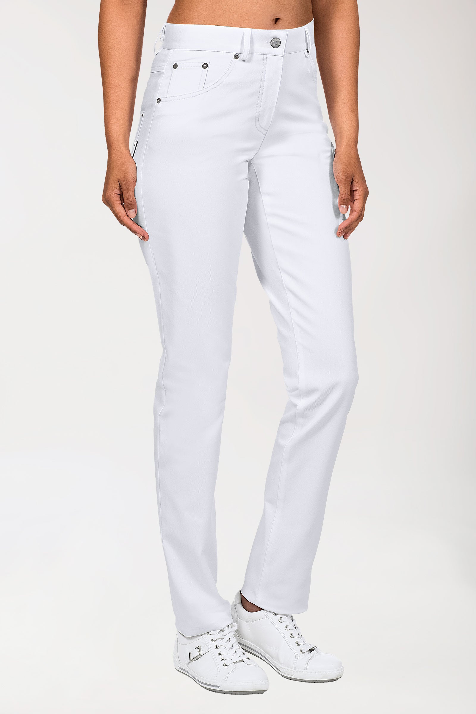 5-Pocket Hose Damen - Langgröße weiß, Vorderansicht